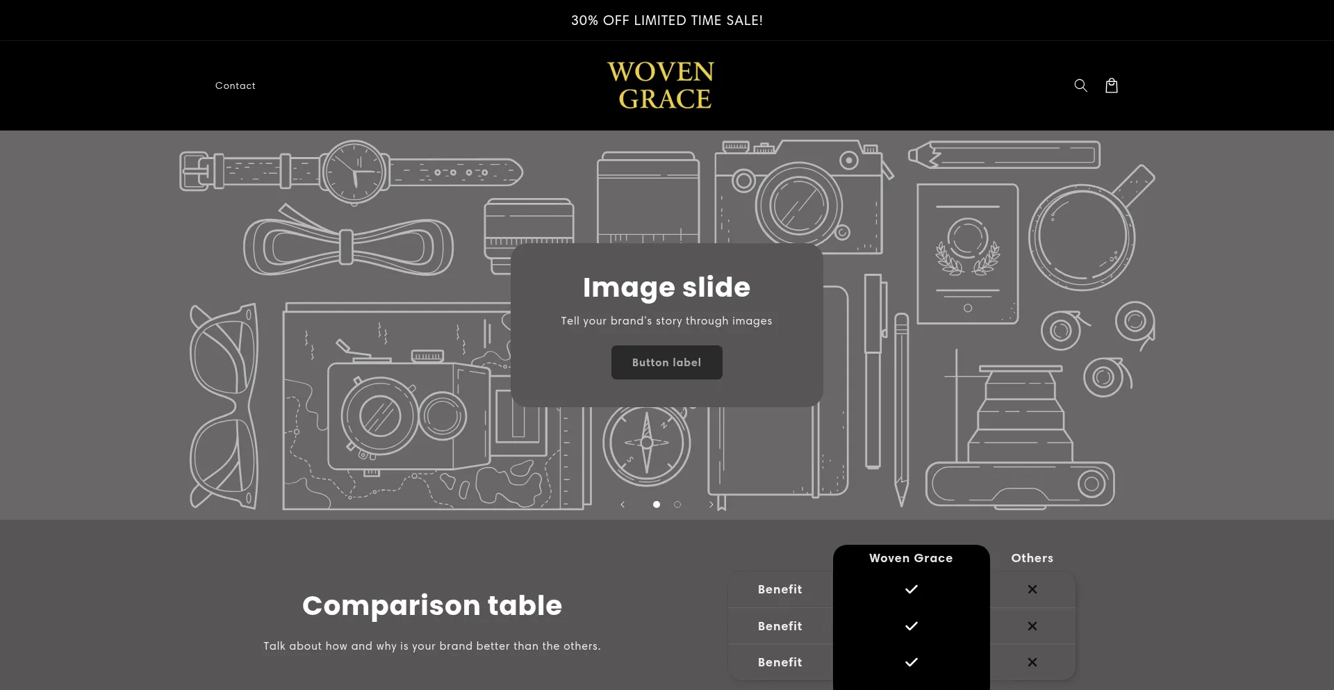 Website screenshot of Wovengrace.store