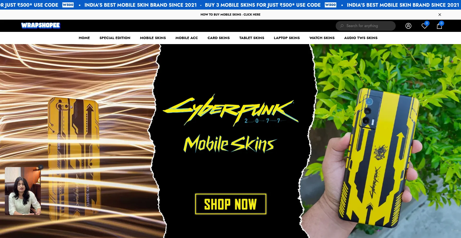Website screenshot of Wrapshopee.com