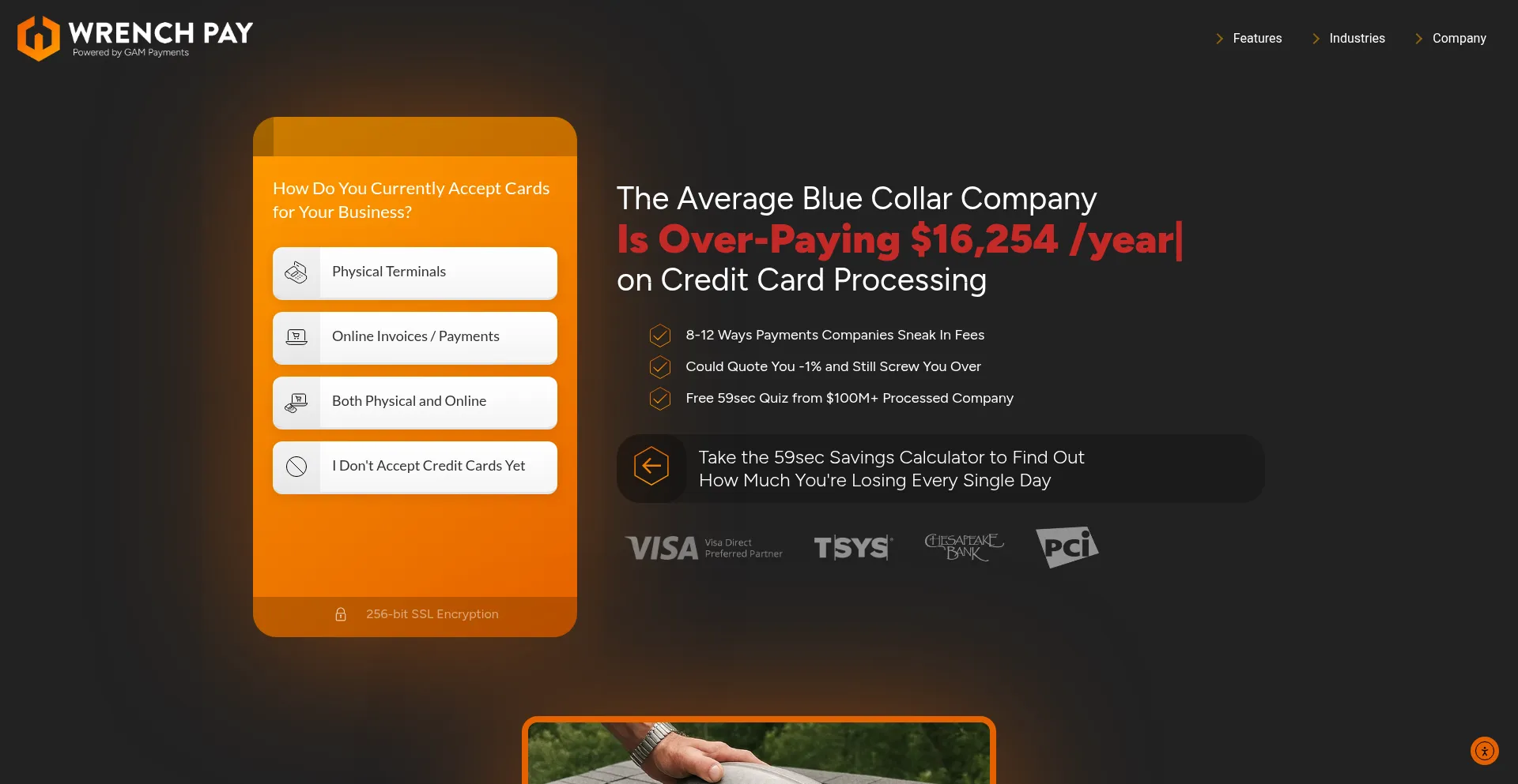 Website screenshot of Wrenchpay.com