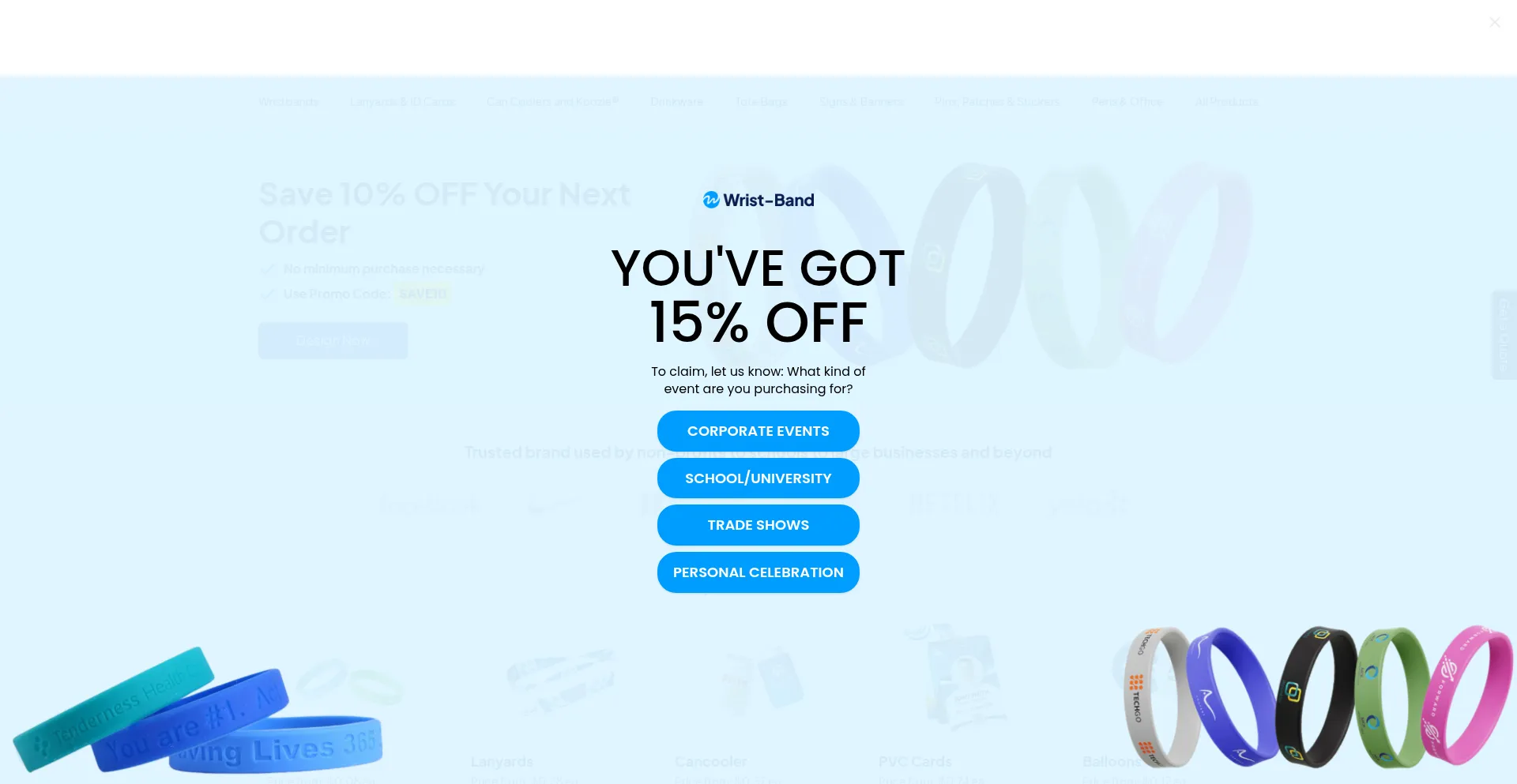 Website screenshot of Wrist-band.com