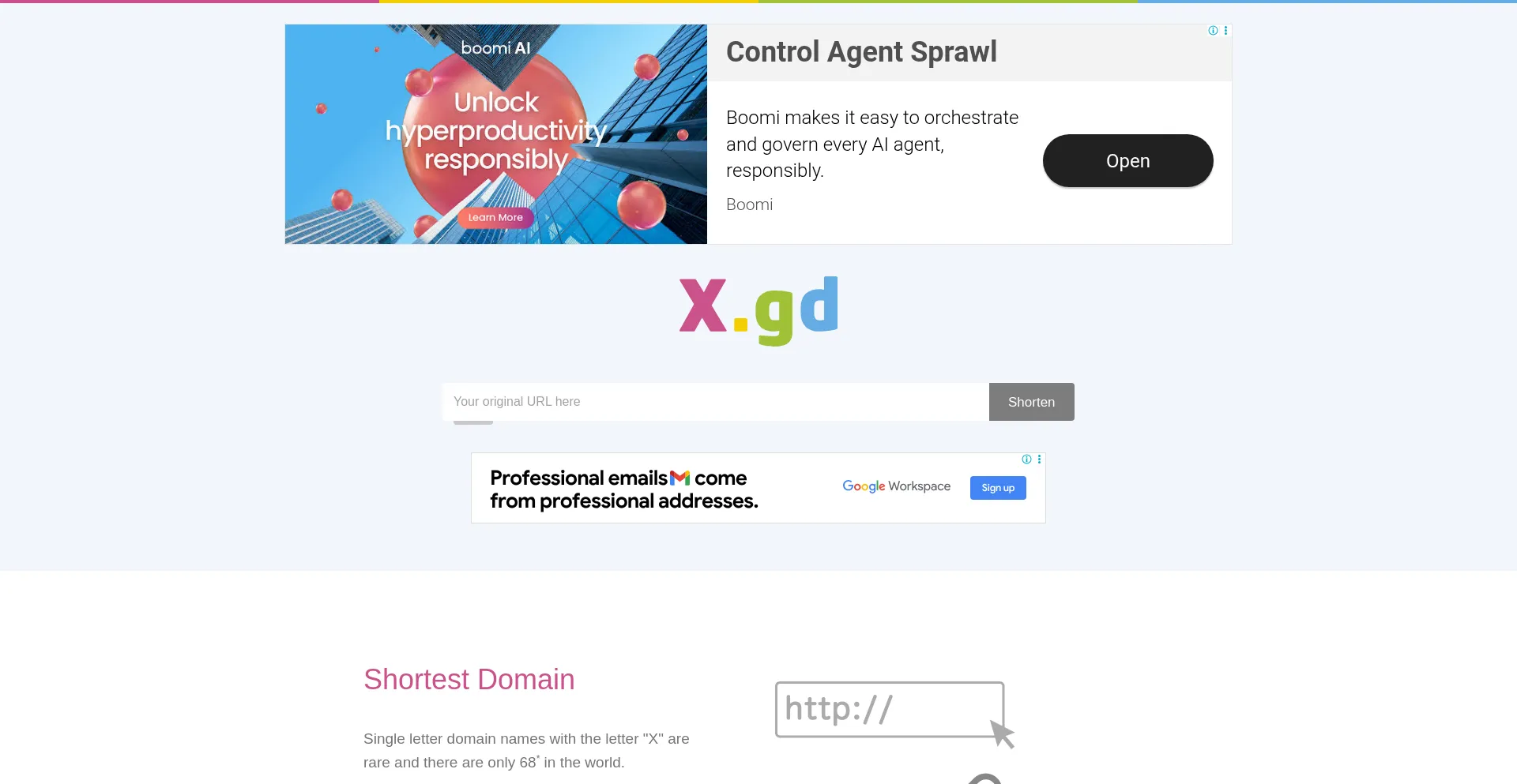 Website screenshot of X.gd