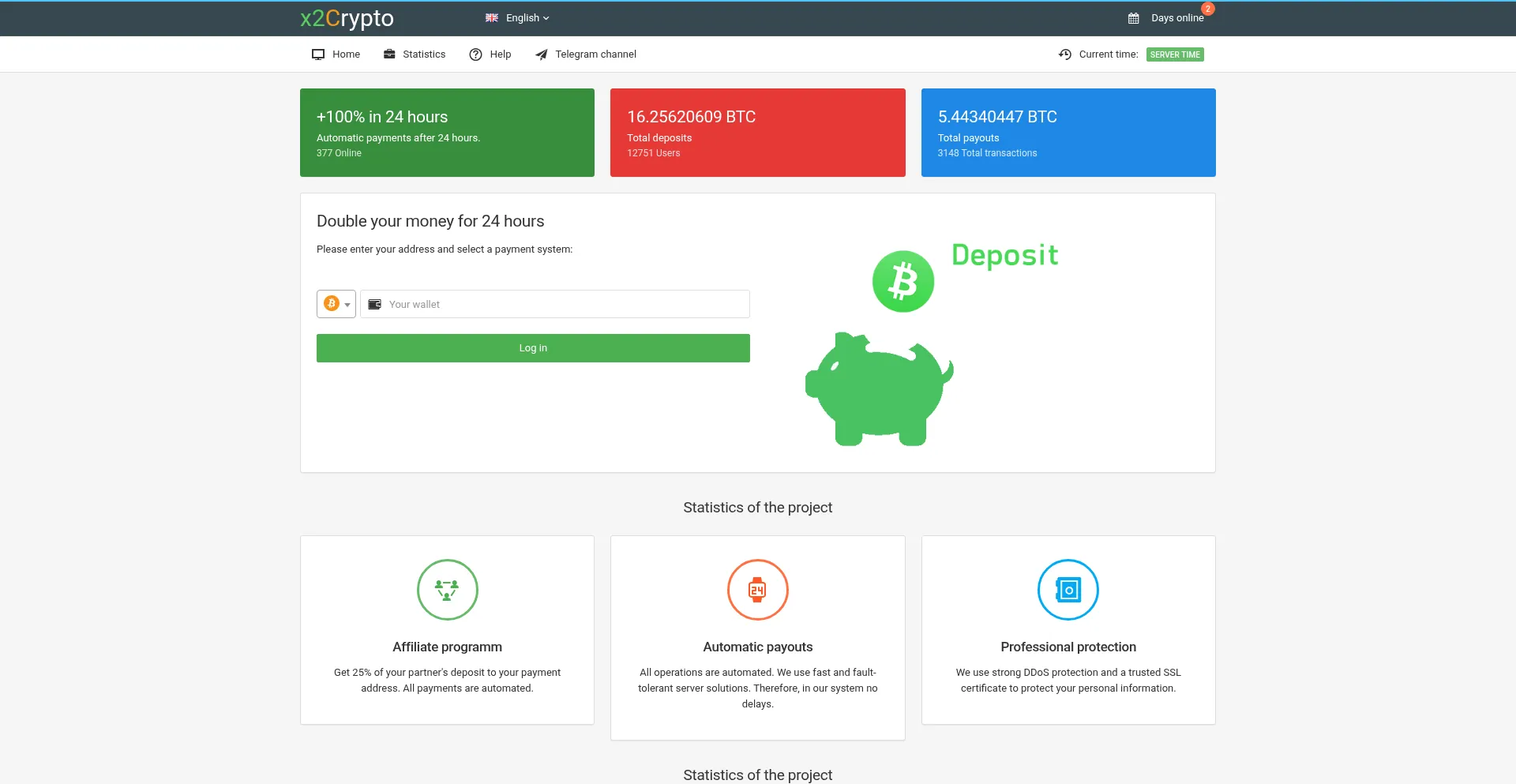 Website screenshot of X2crypto.win