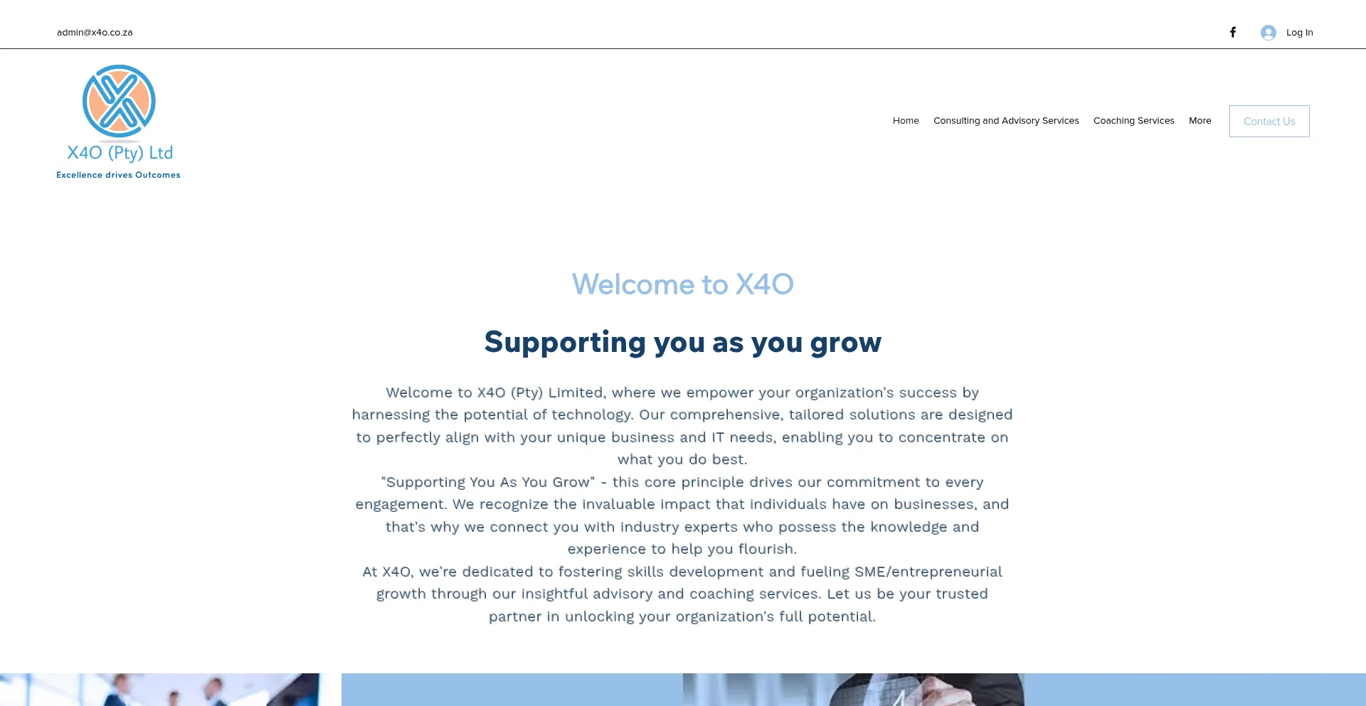 Website screenshot of X4o.co.za