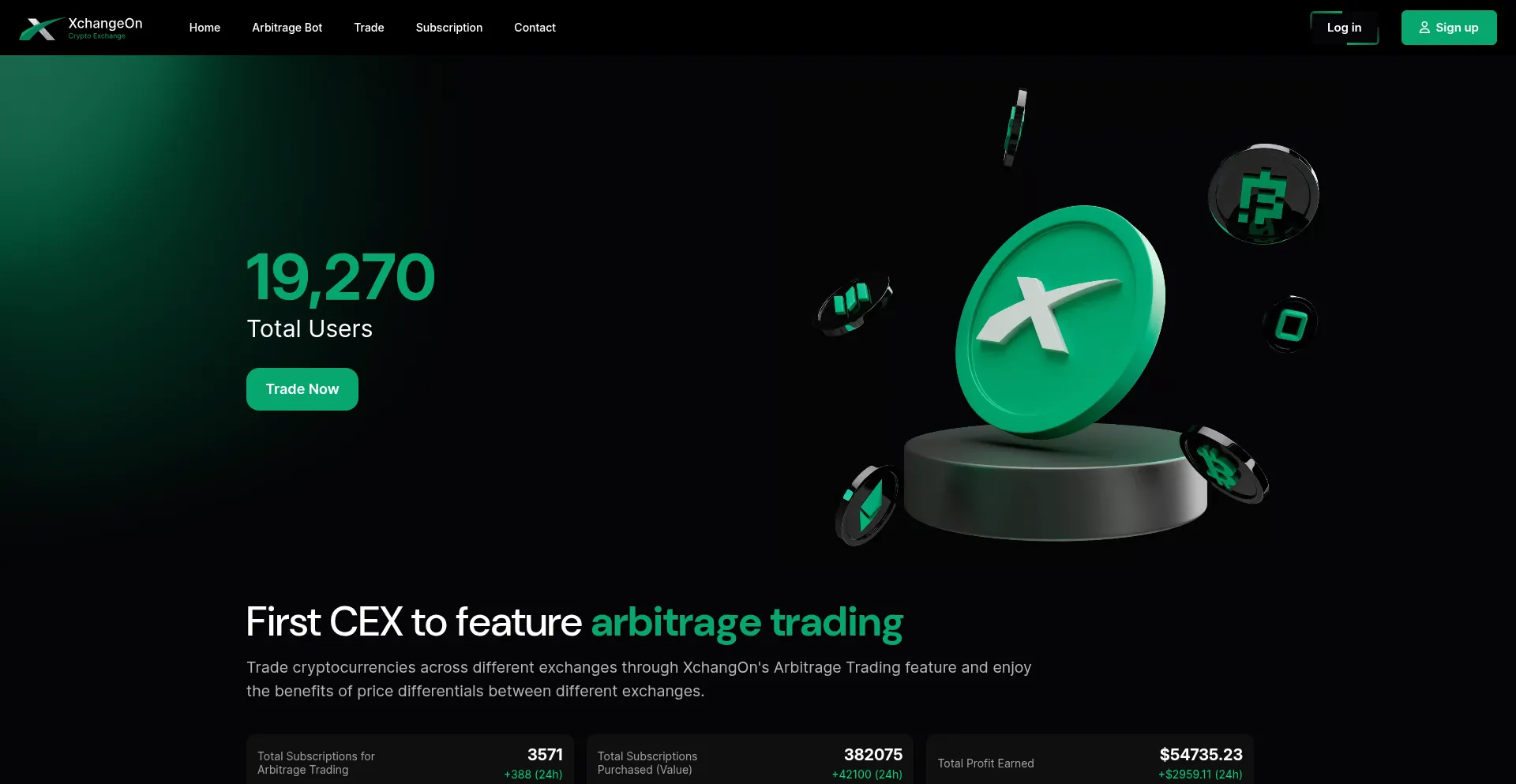 Website screenshot of Xchangeon.io