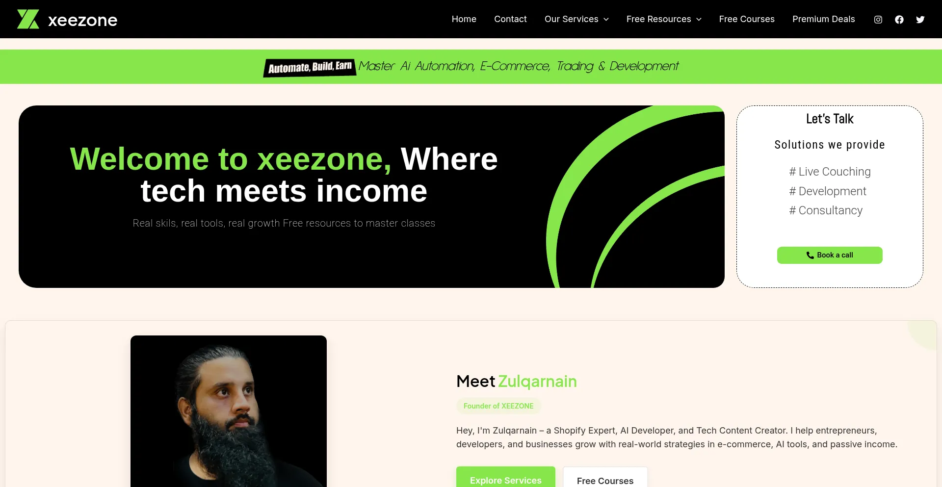 Website screenshot of Xeezone.com