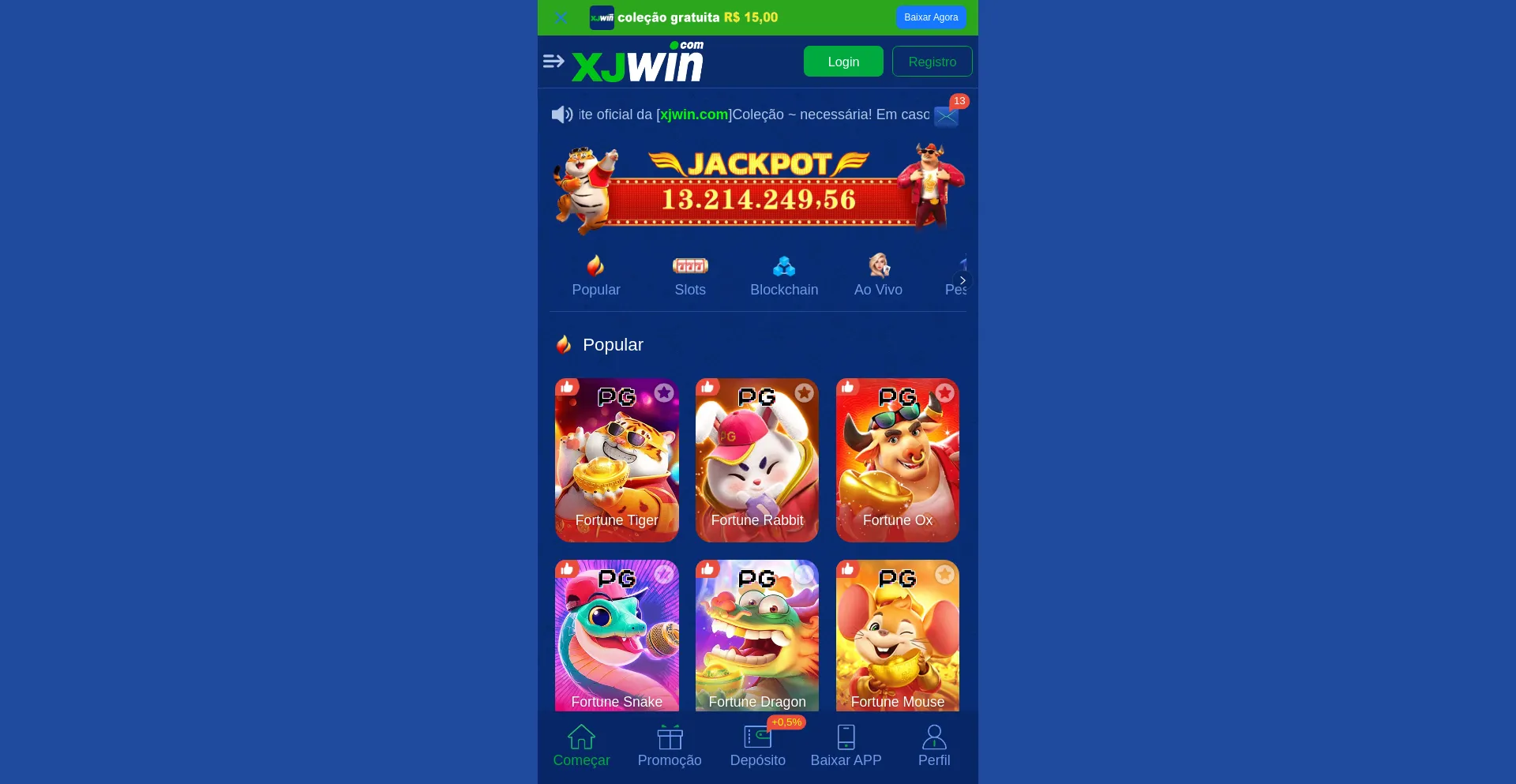 Website screenshot of Xjwin.bet
