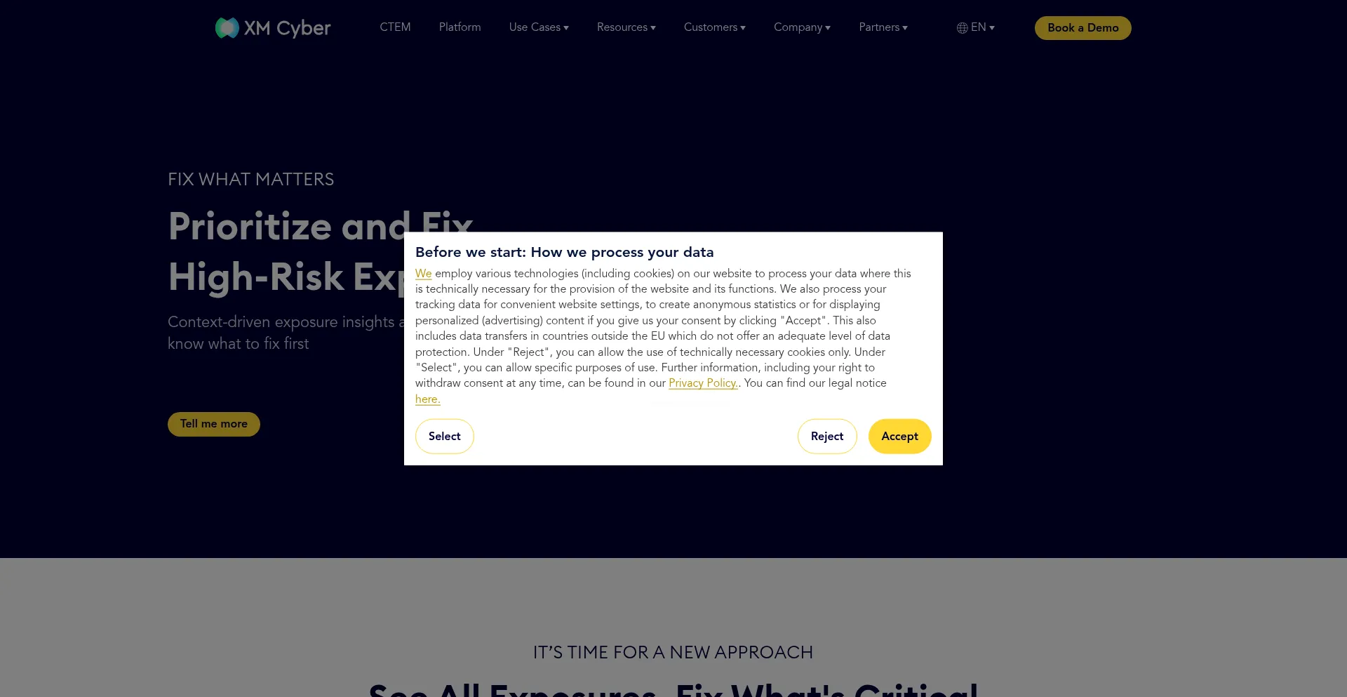 Website screenshot of Xmcyber.com