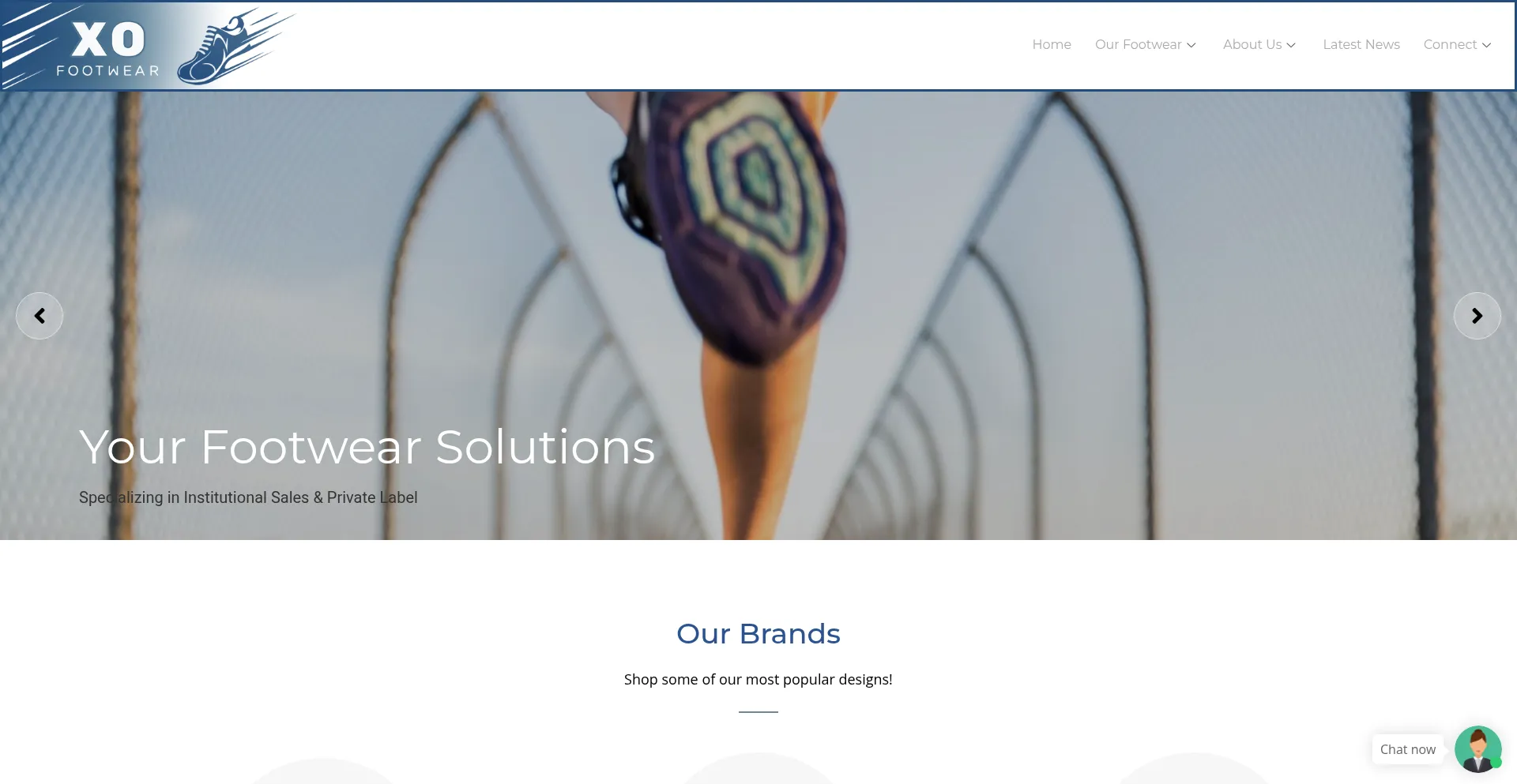 Website screenshot of Xofootwear.com