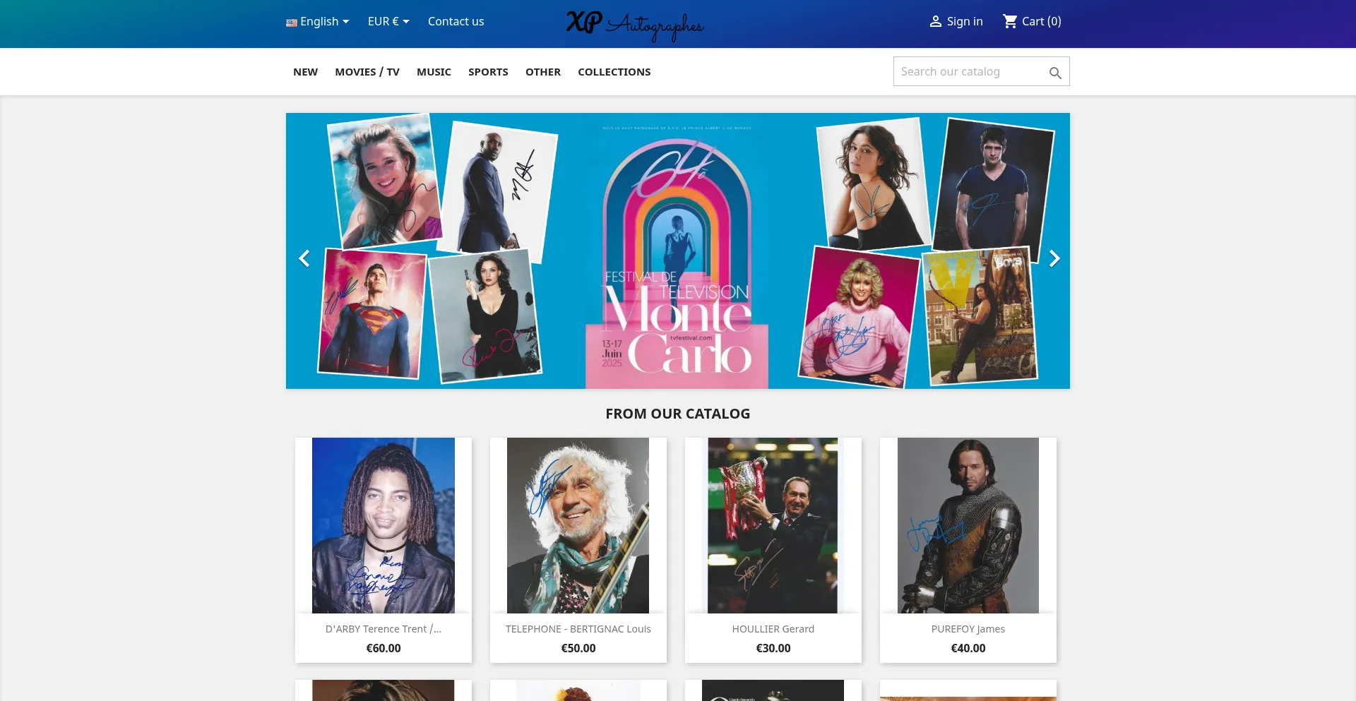 Website screenshot of Xpautographes.com