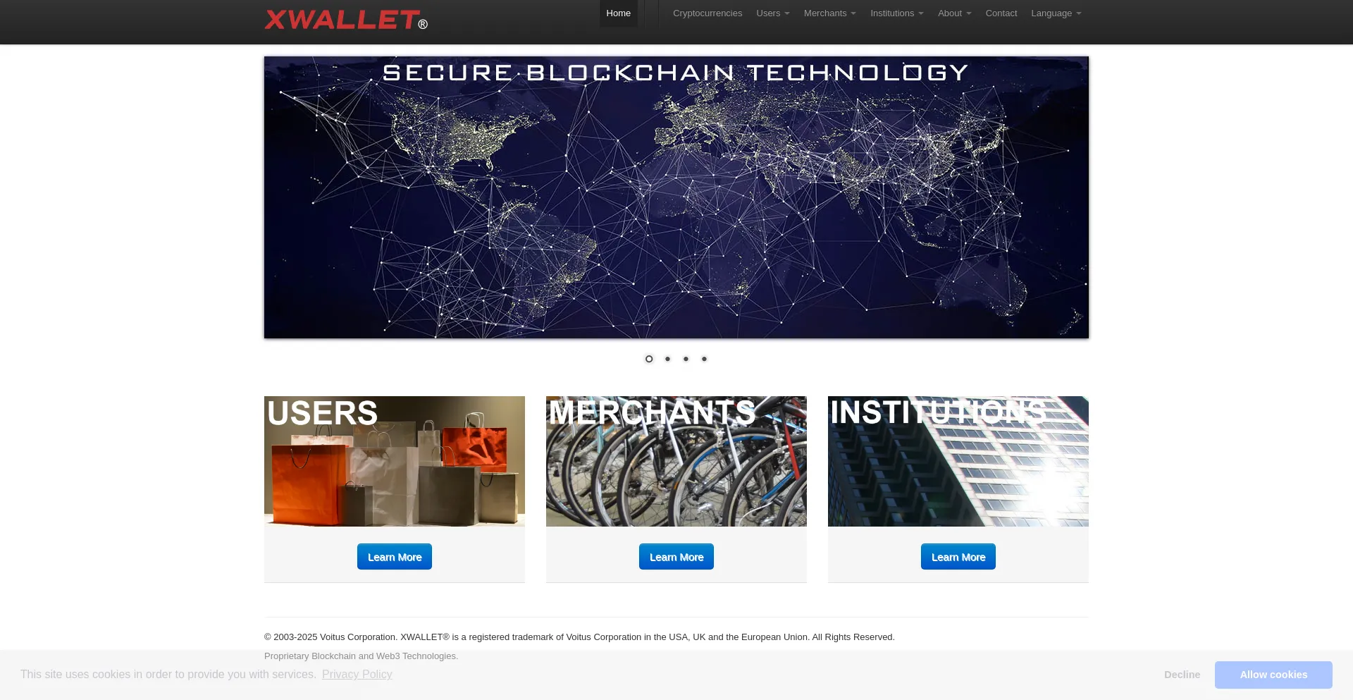 Website screenshot of Xwallet.com