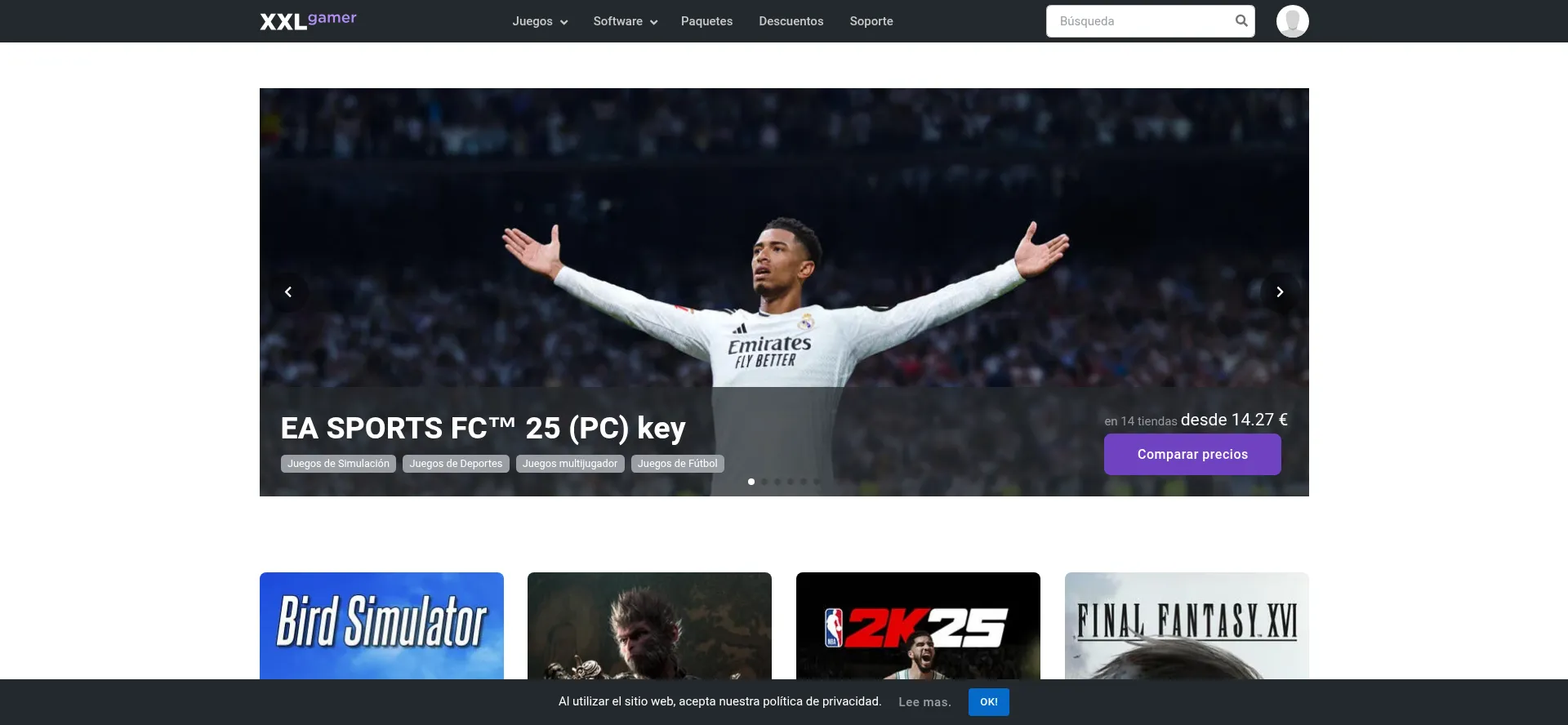 Website screenshot of Xxlgamer.es