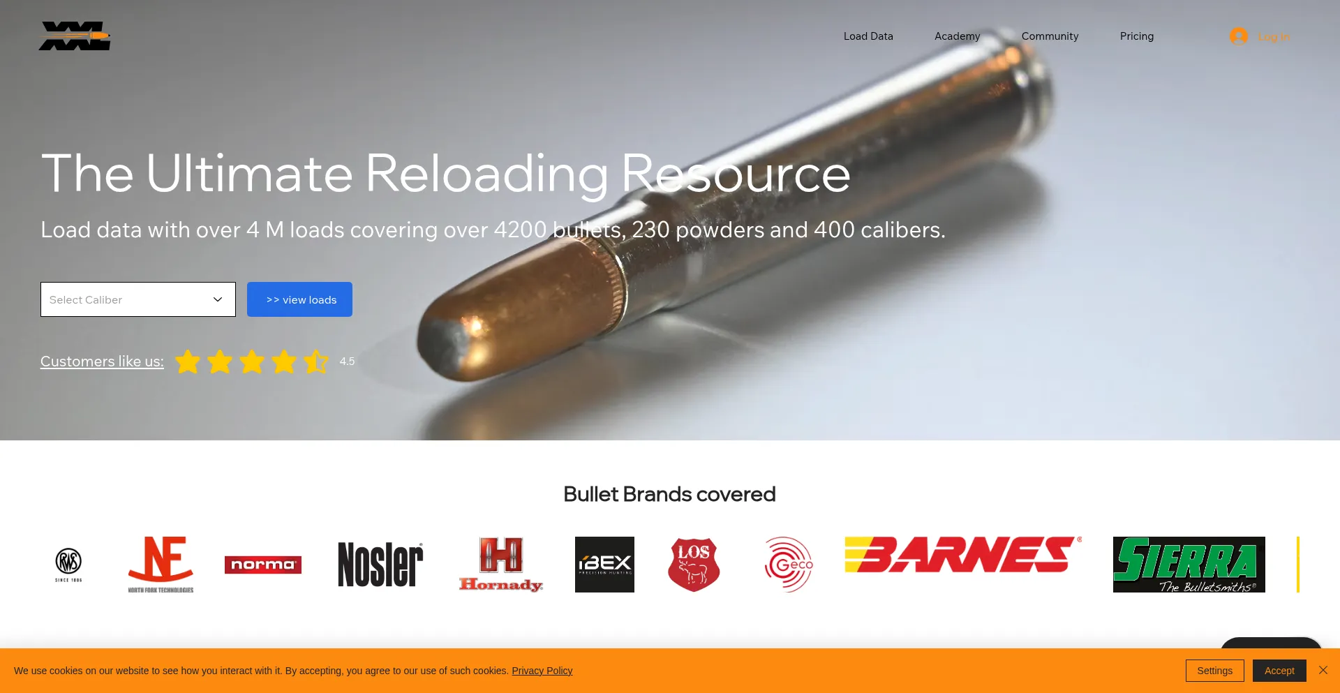 Website screenshot of Xxlreloading.com