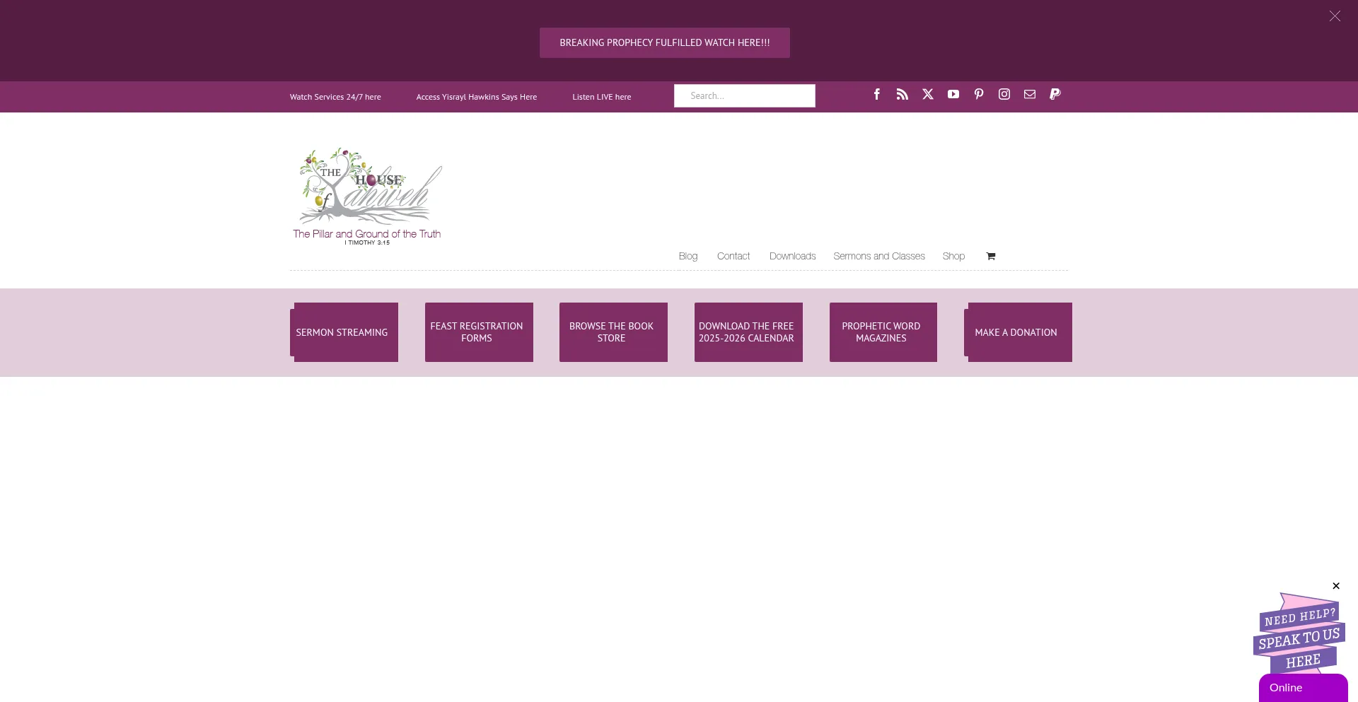Website screenshot of Yahweh.com