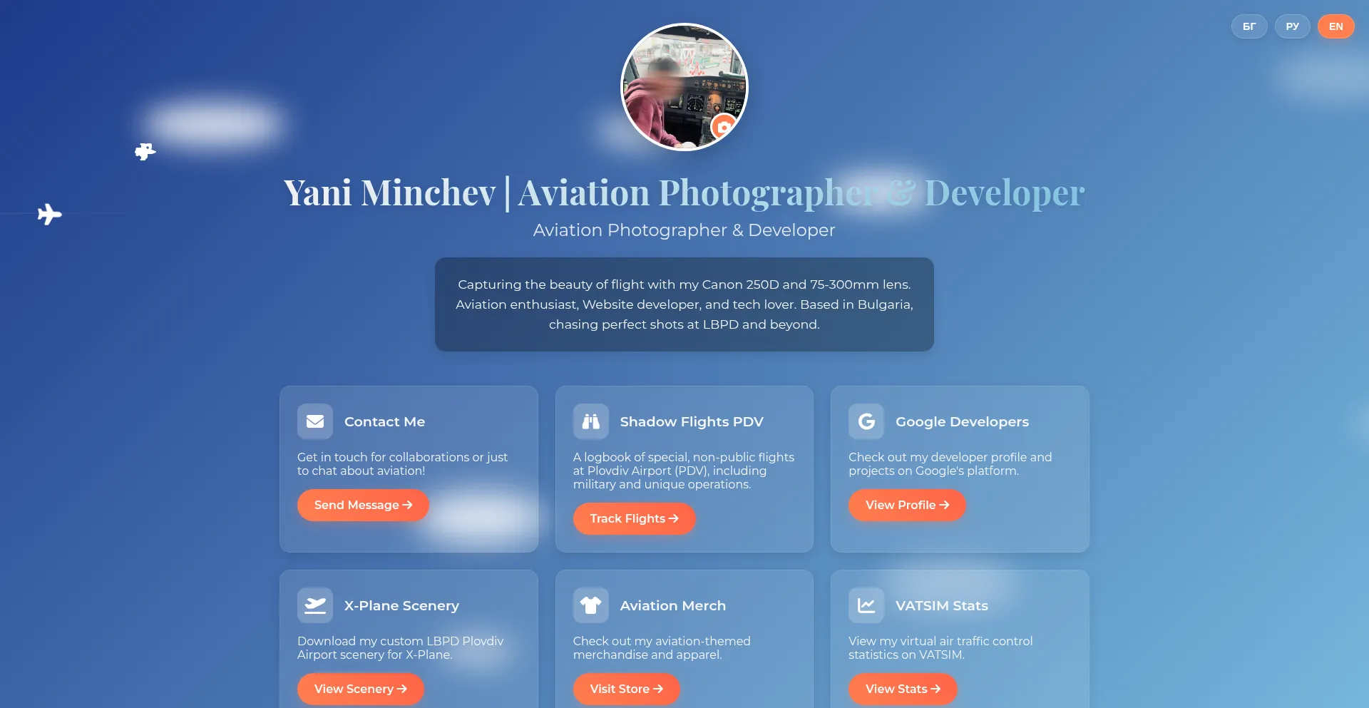 Website screenshot of Yaniminchev.eu