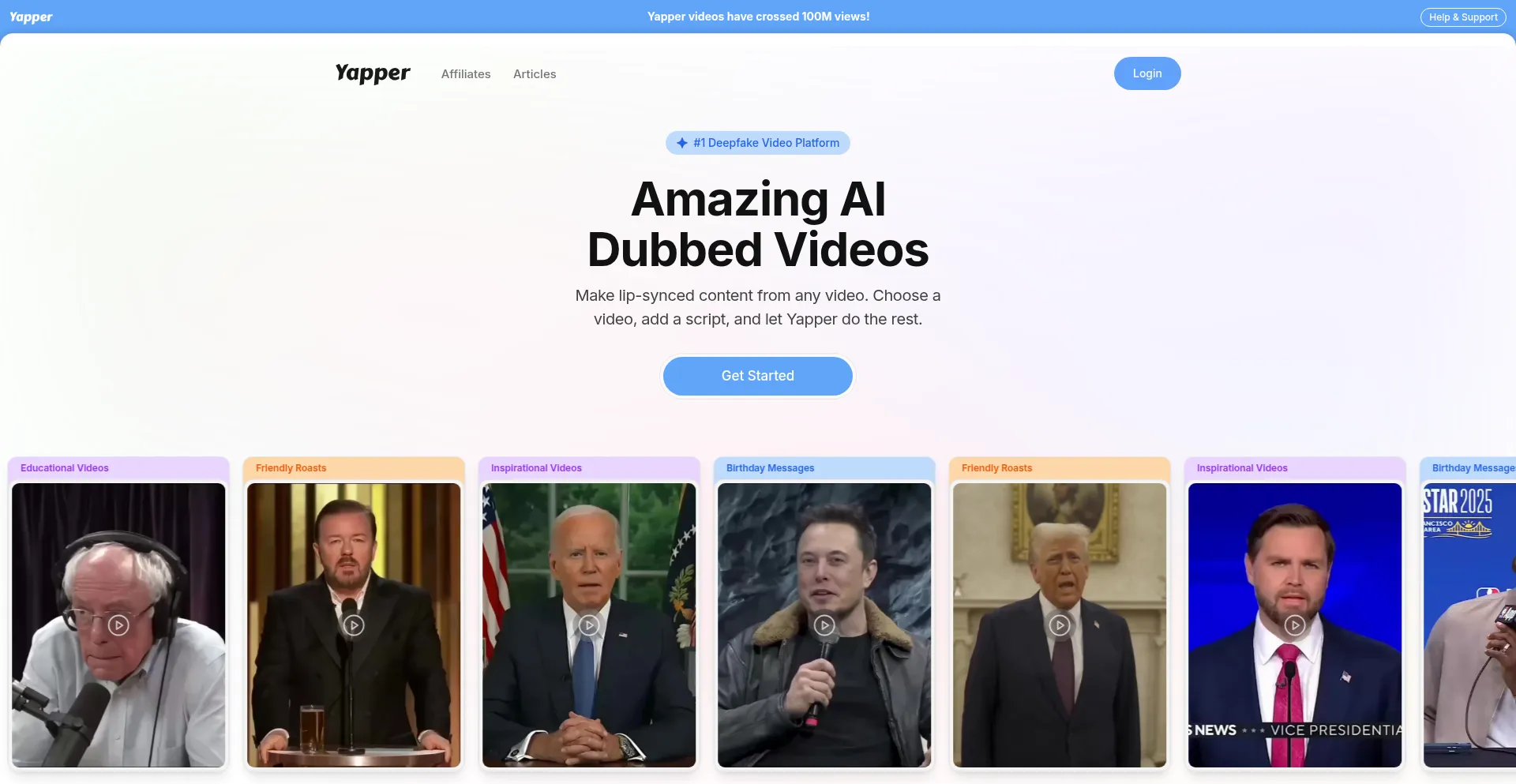 Website screenshot of Yapper.so