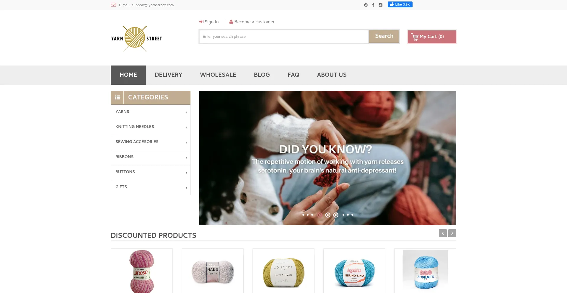 Website screenshot of Yarnstreet.com