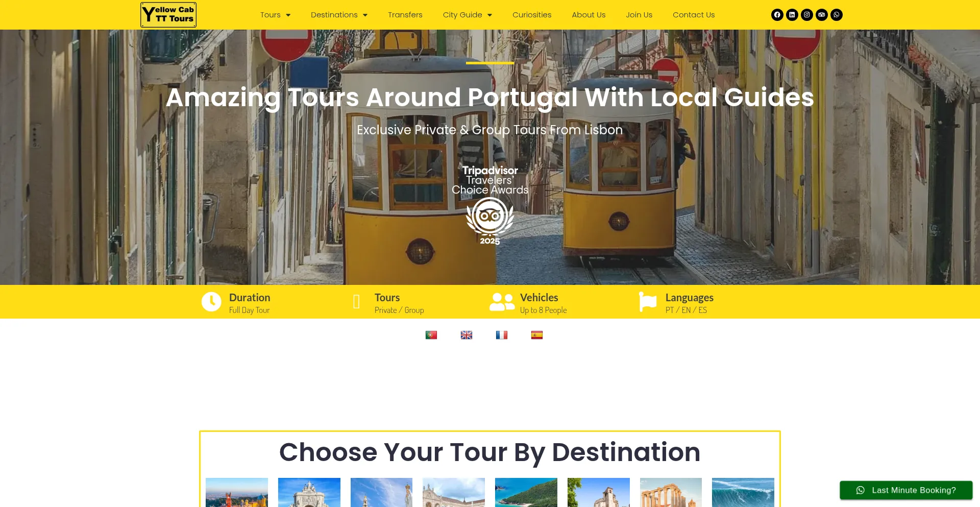 Website screenshot of Yellowcabtttours.pt