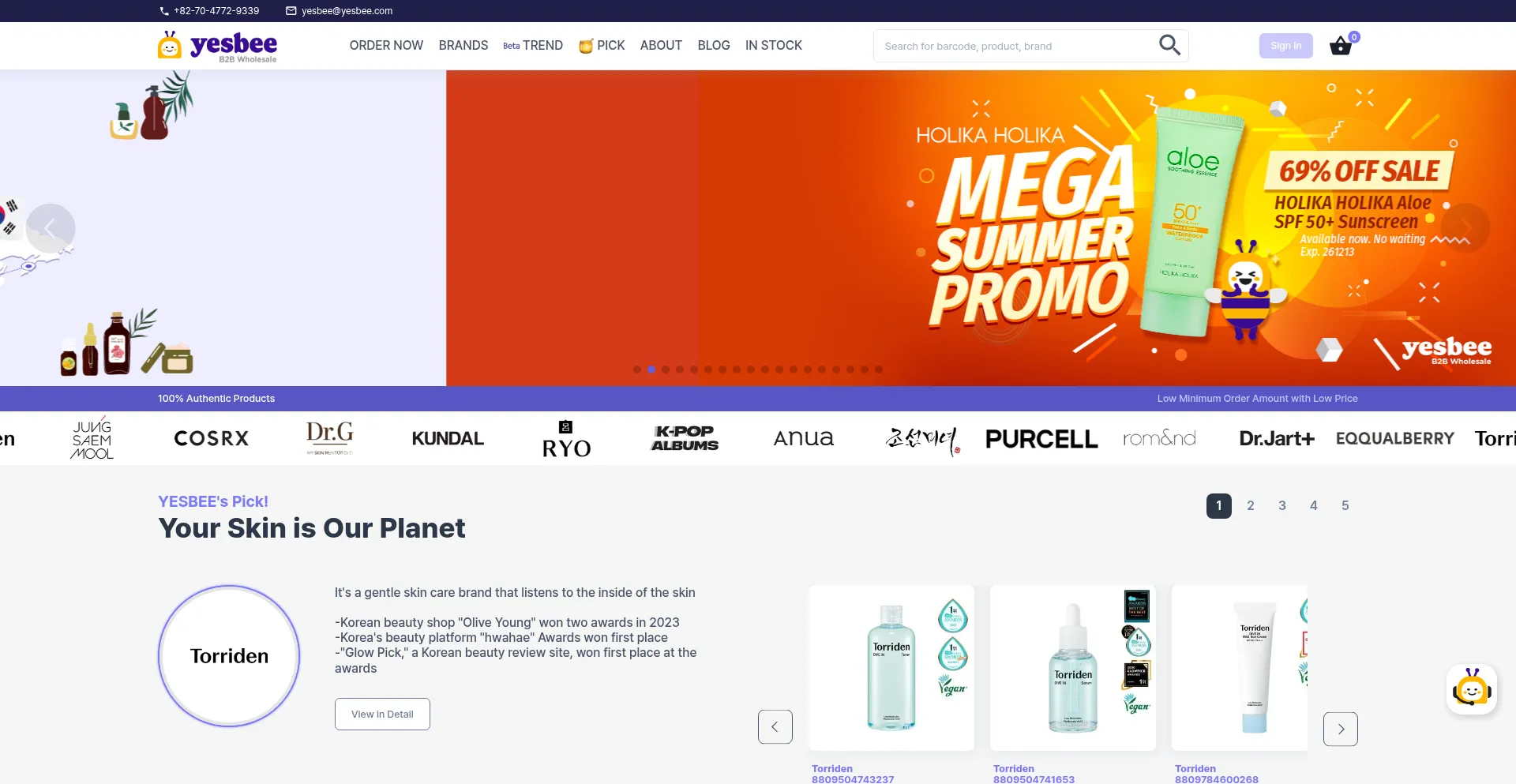 Website screenshot of Yesbee.com