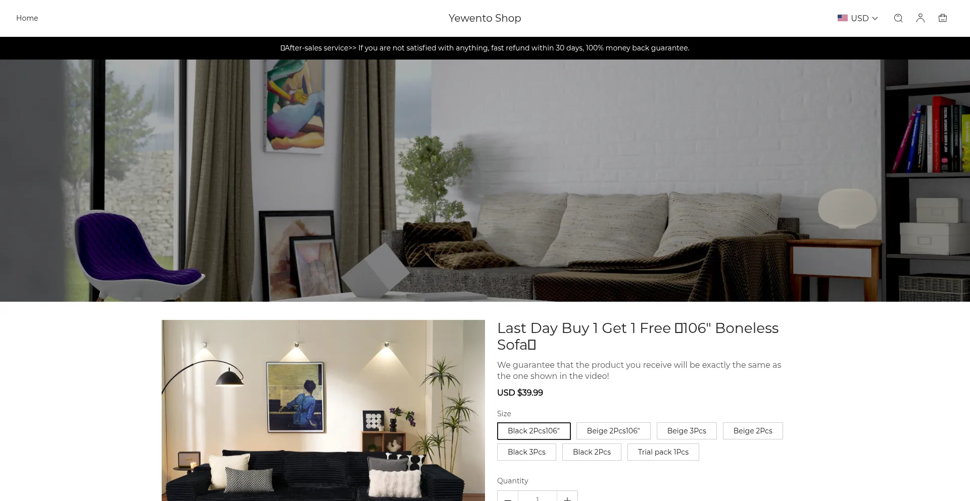 Website screenshot of Yewento.com