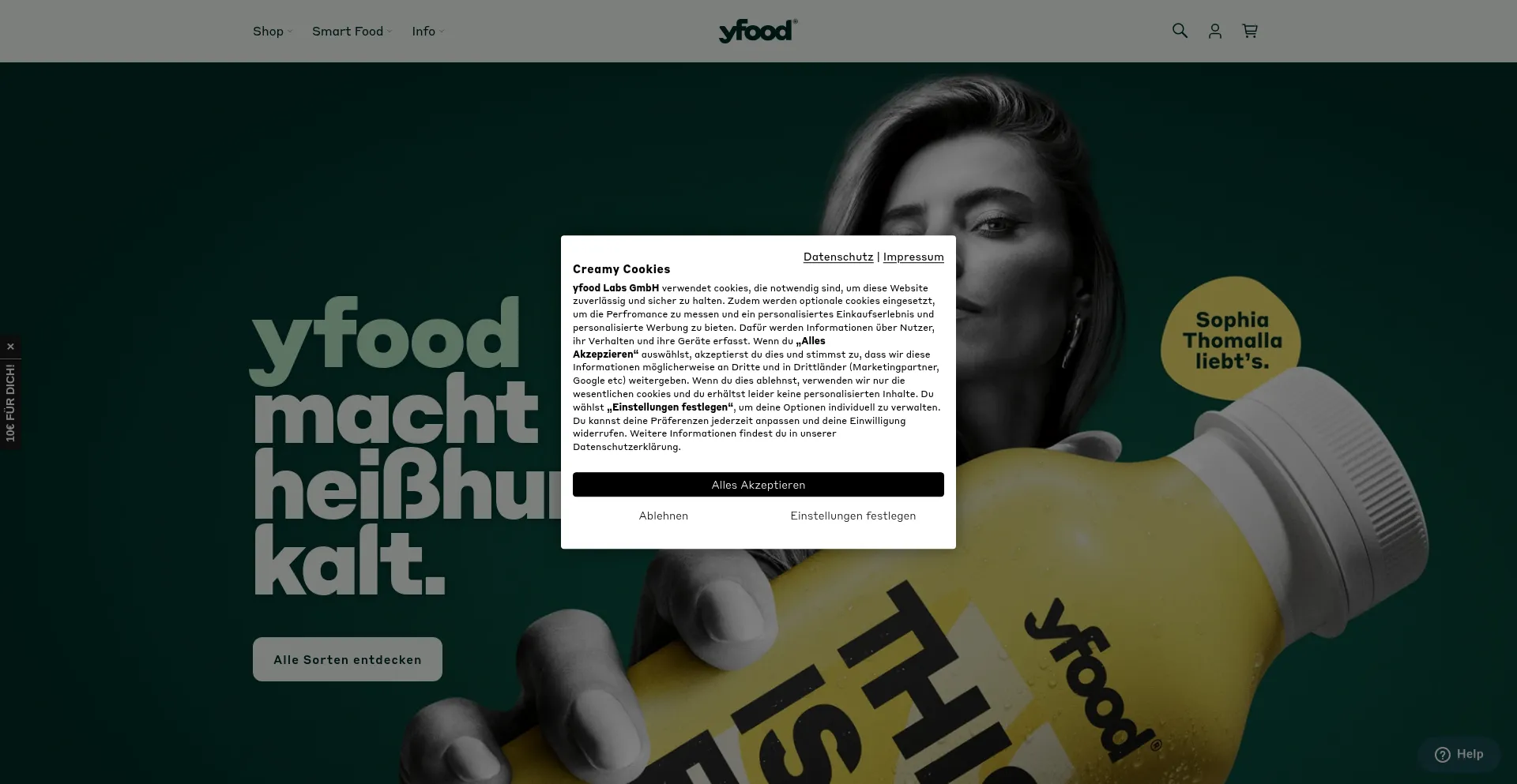 Website screenshot of Yfood.eu