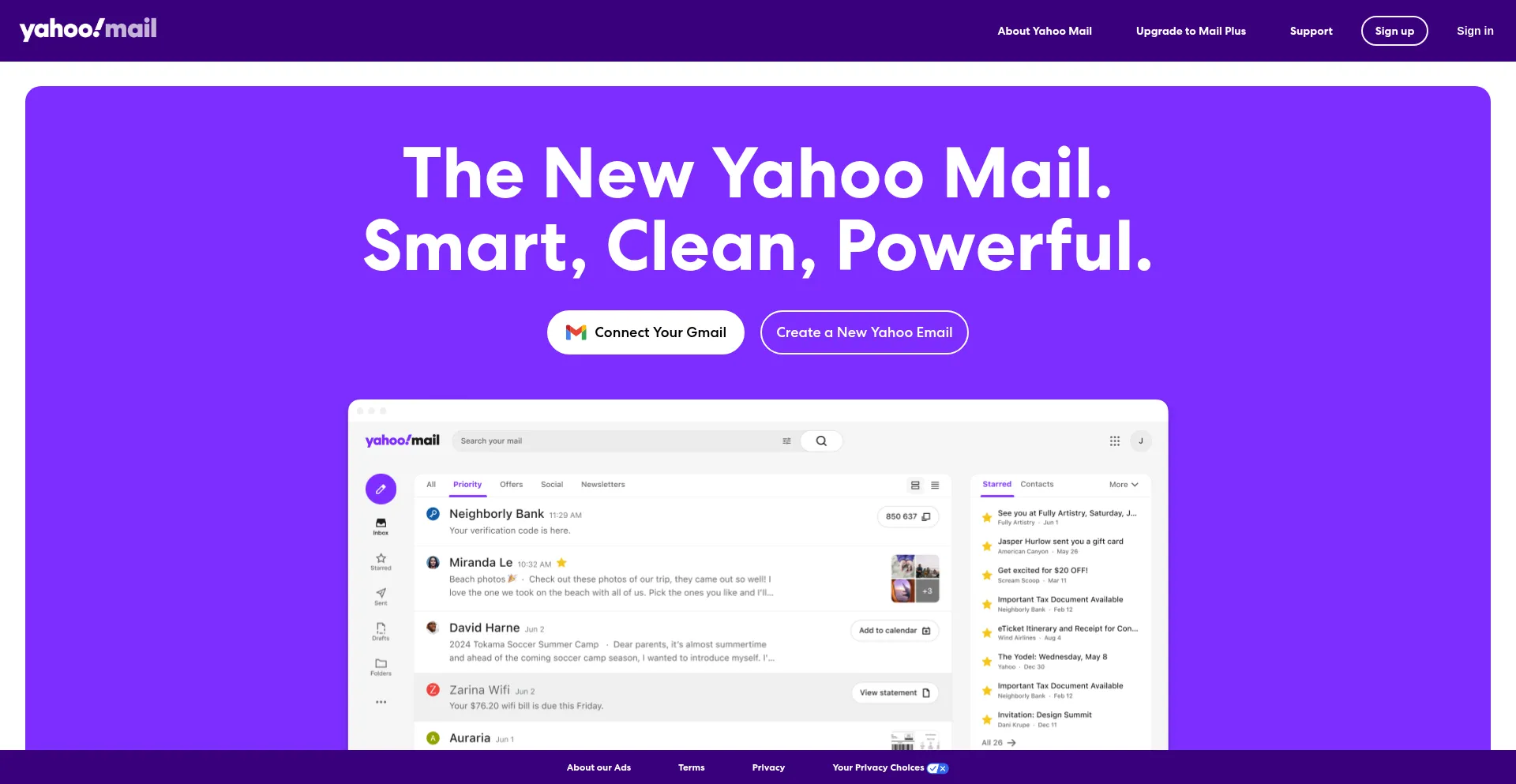 Website screenshot of Ymail.com
