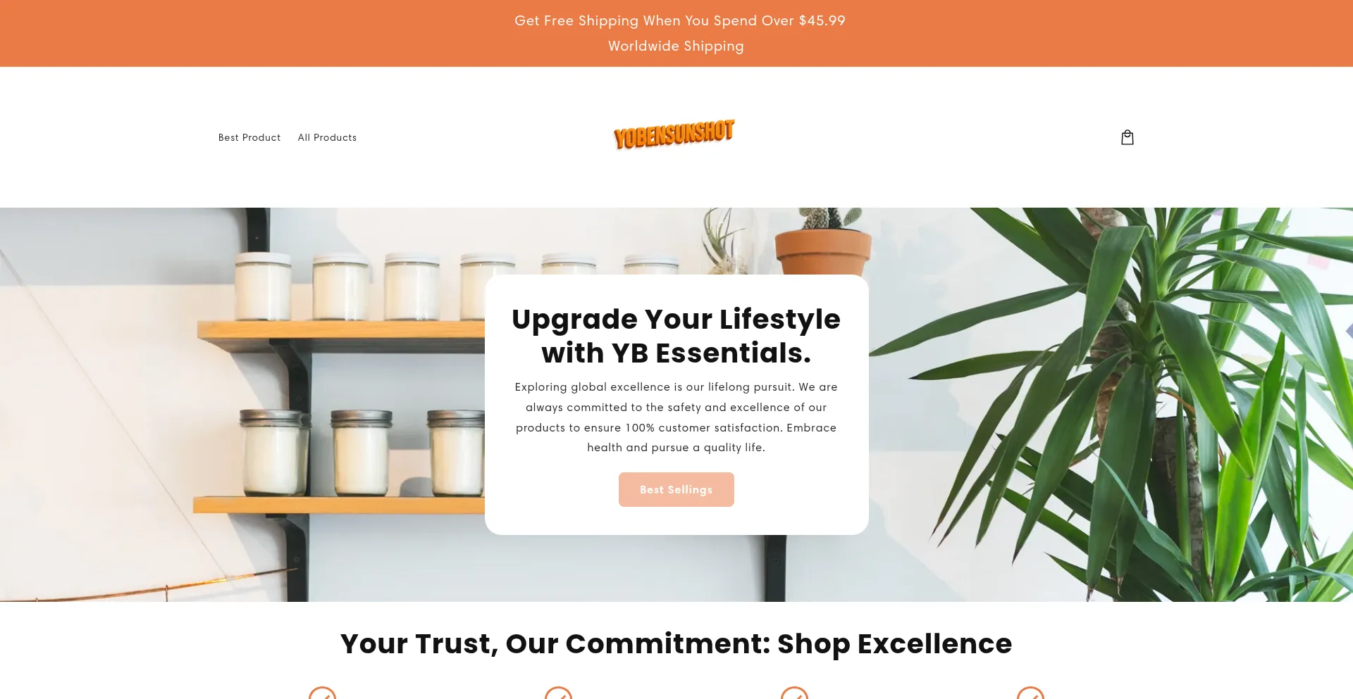 Website screenshot of Yobensunshop.com