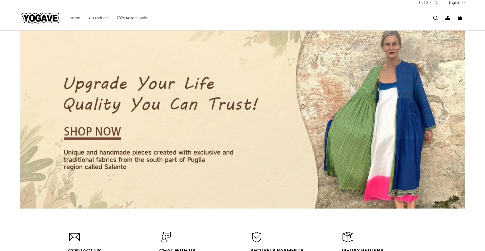 Website screenshot of Yogave.com