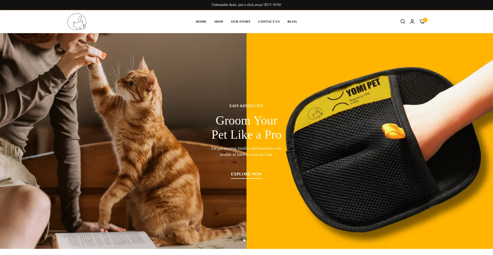 Website screenshot of Yomipet.com