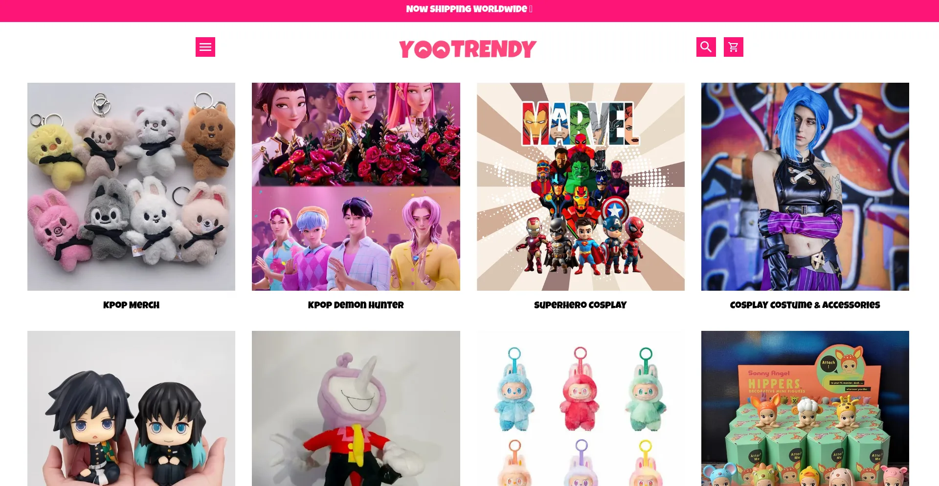 Website screenshot of Yootrendy.com