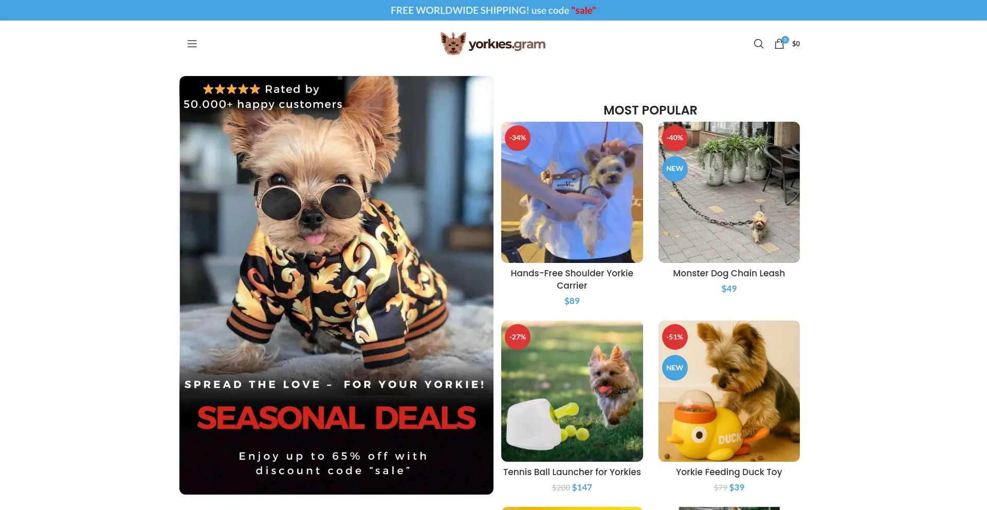 Website screenshot of Yorkies-gram.com