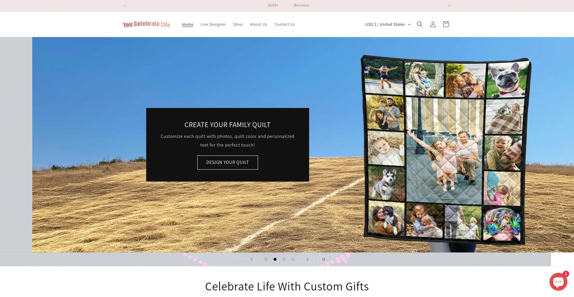 Website screenshot of Youcelebratelife.com