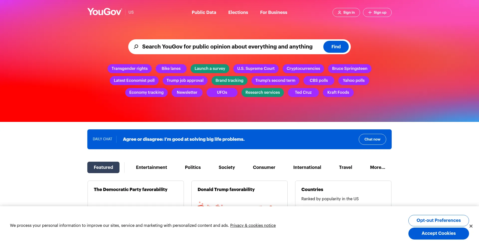 Website screenshot of Yougov.com