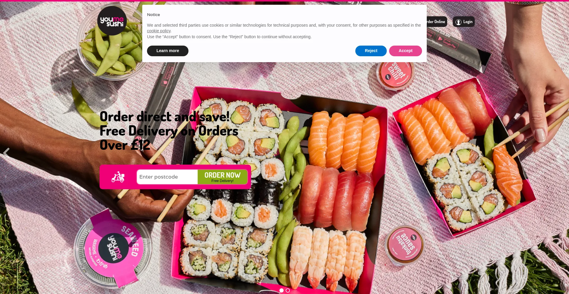 Website screenshot of Youmesushi.com