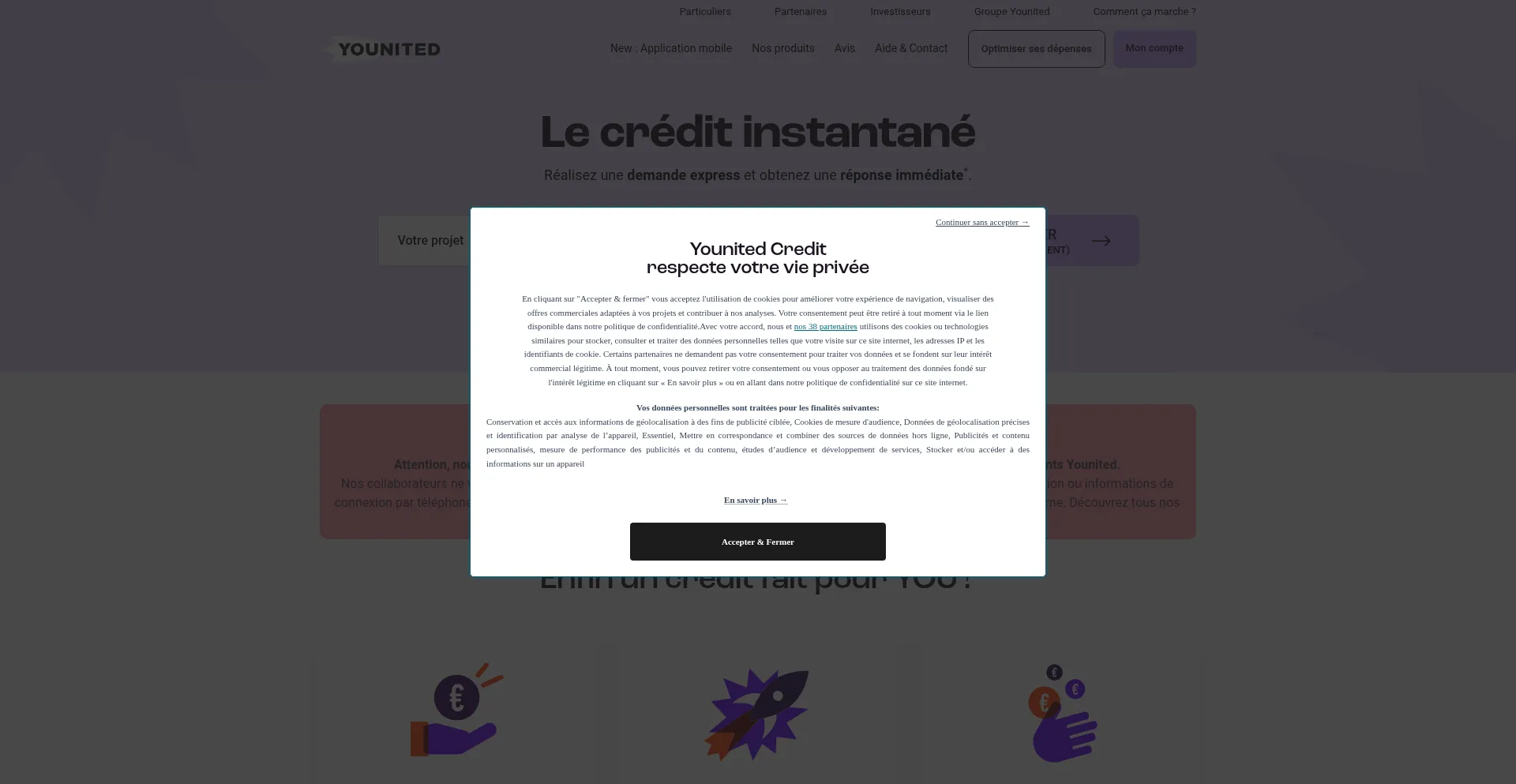 Website screenshot of Younited-credit.com