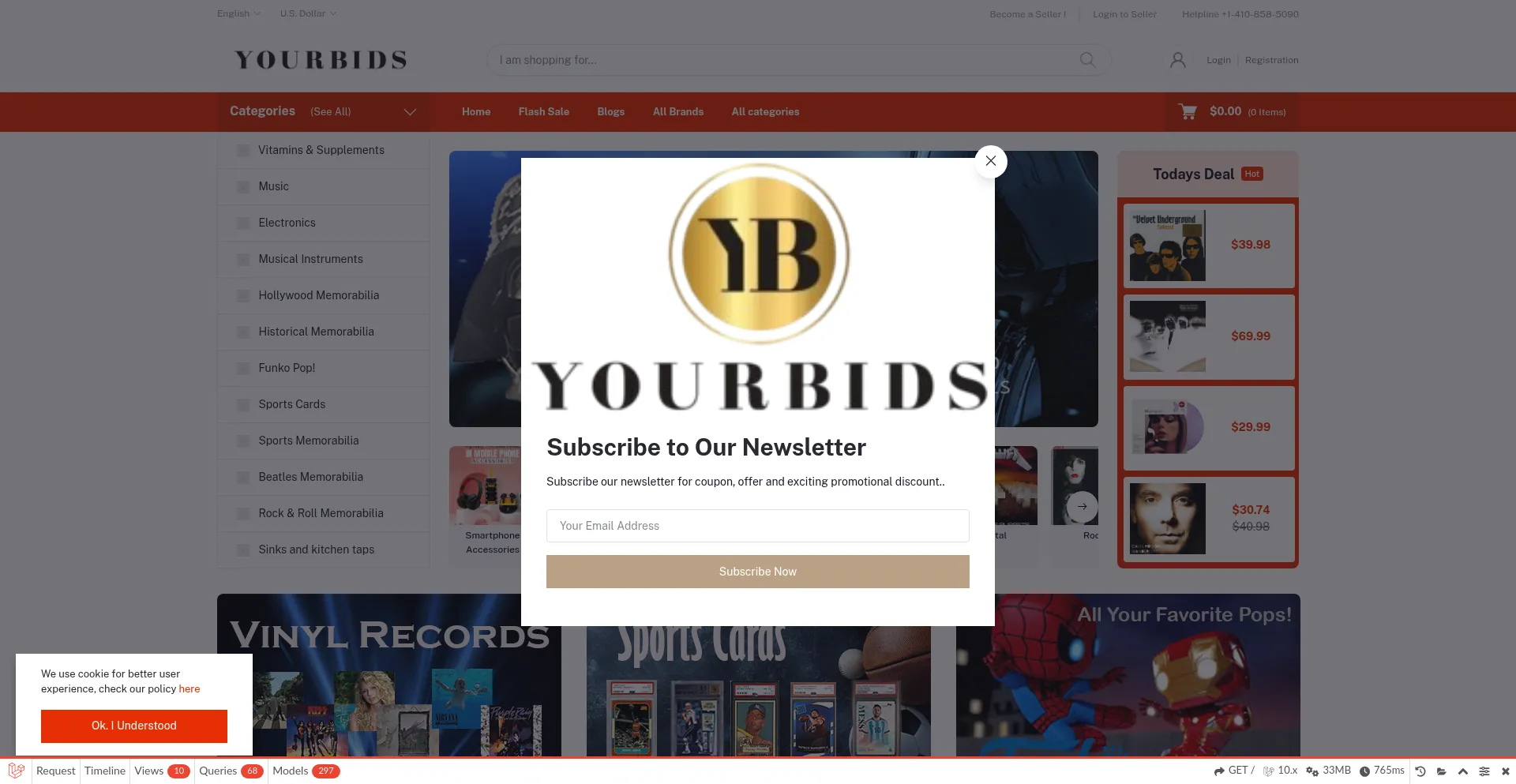 Website screenshot of Yourbidzz.com