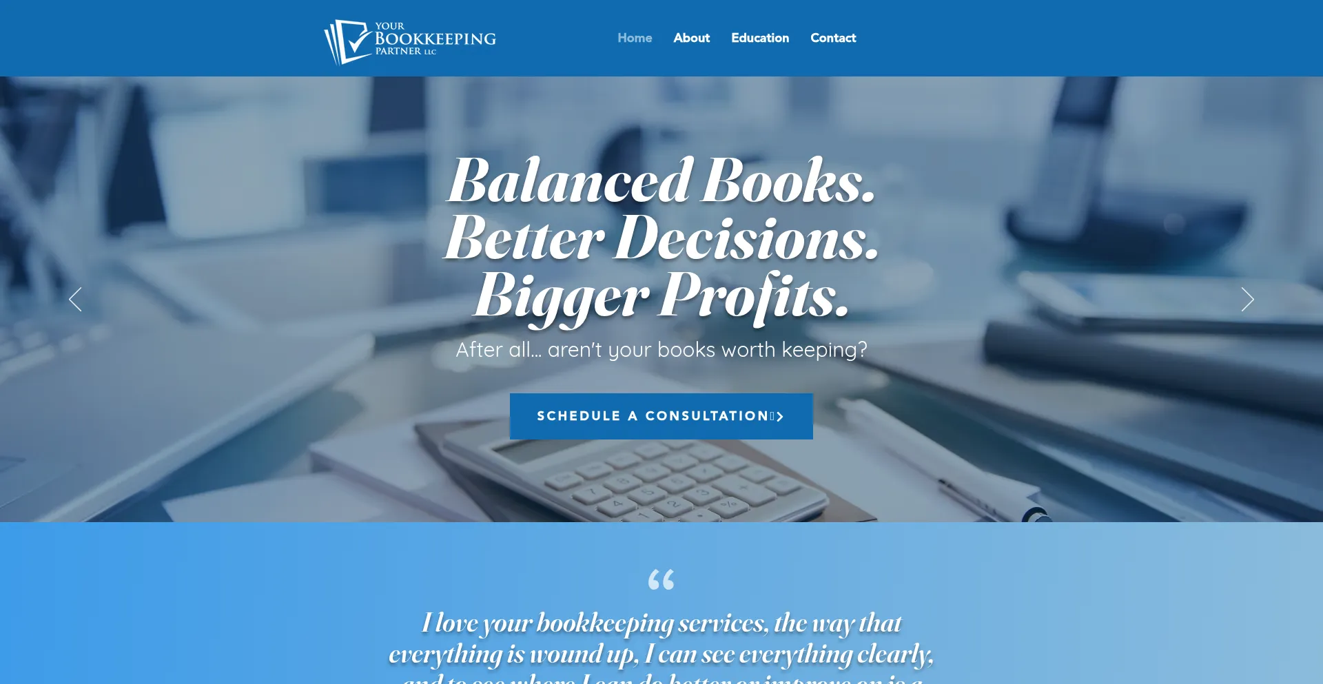 Website screenshot of Yourbookkeepingpartner.com