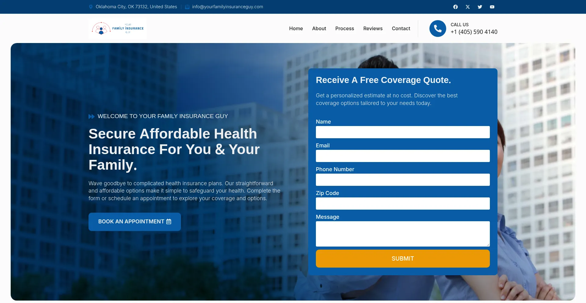 Website screenshot of Yourfamilyinsuranceguy.com