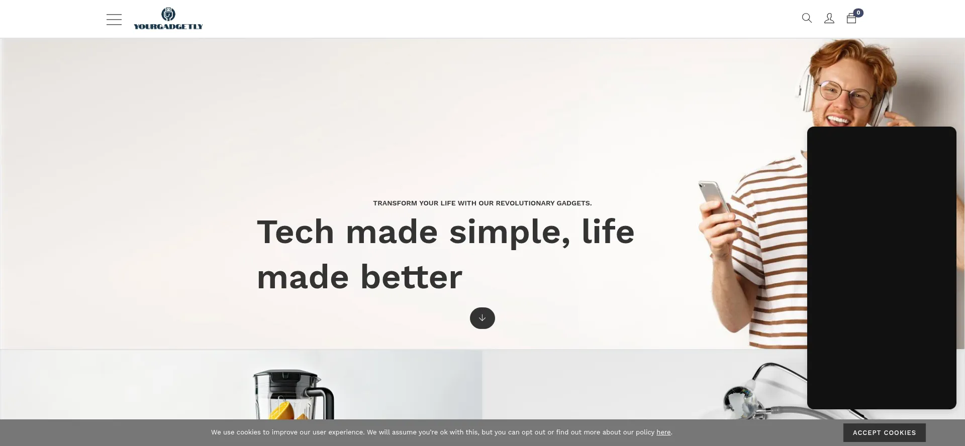 Website screenshot of Yourgadgetly.com