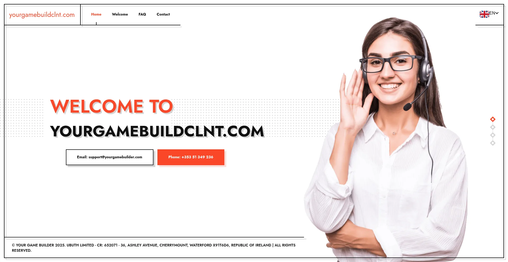 Website screenshot of Yourgamebuildclnt.com