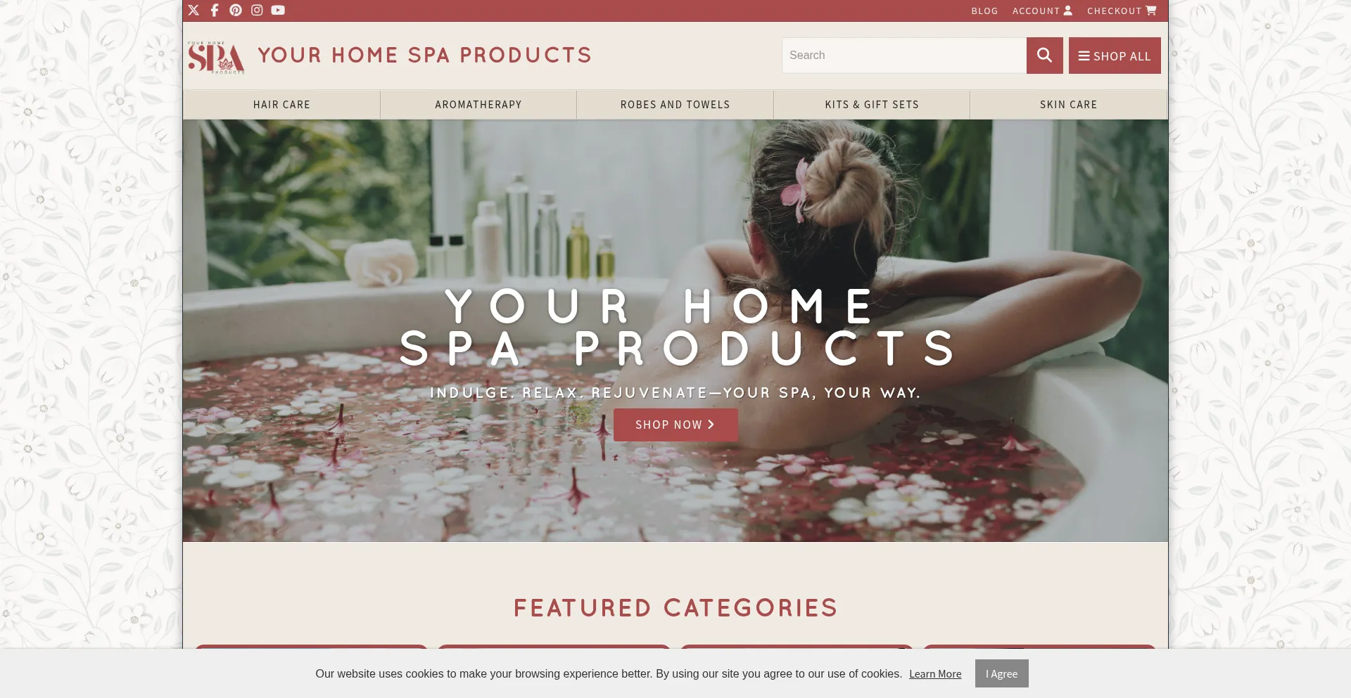 Website screenshot of Yourhomespaproducts.com