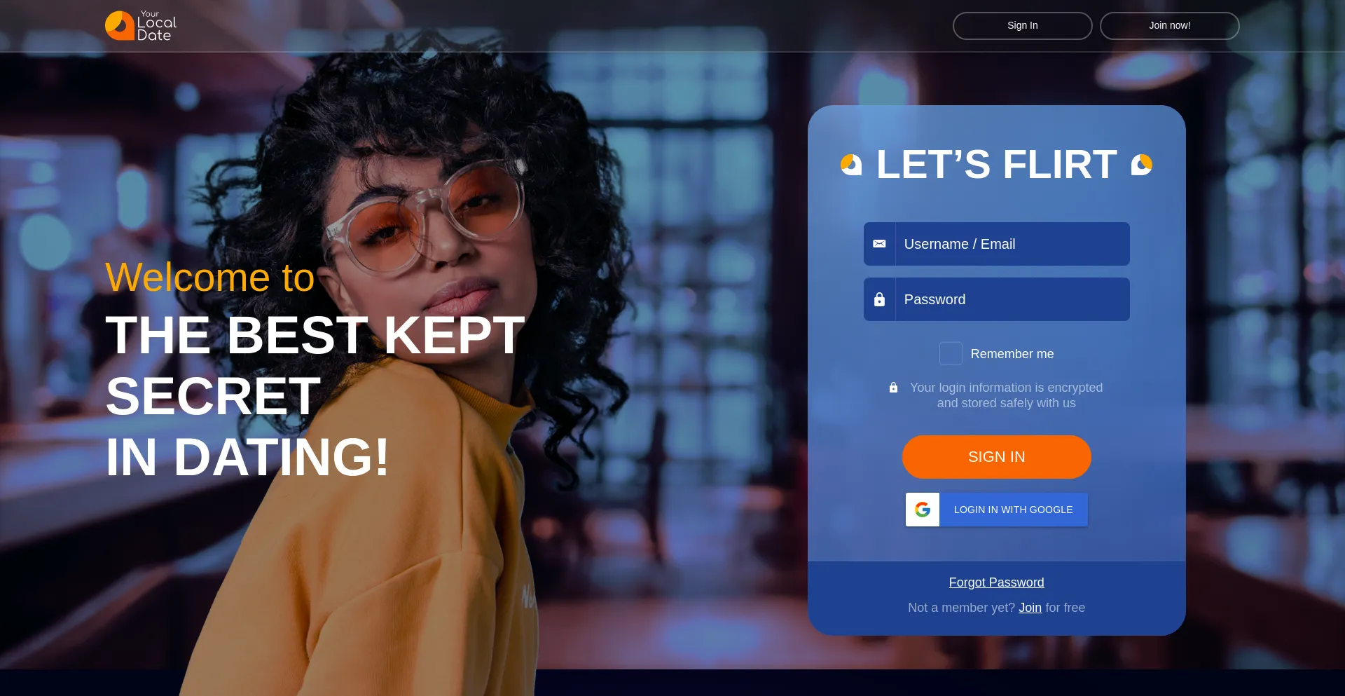 Website screenshot of Yourlocaldate.com