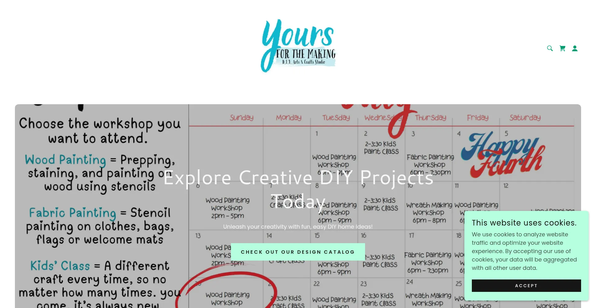 Website screenshot of Yoursforthemaking.co
