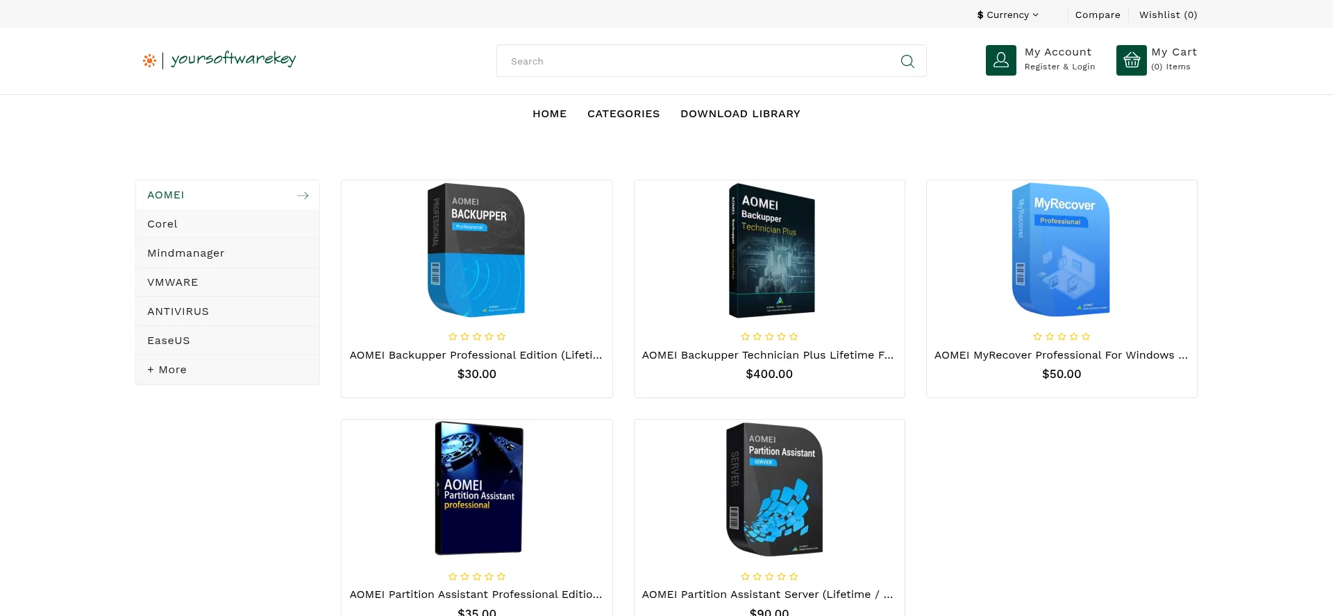 Website screenshot of Yoursoftwarekey.com