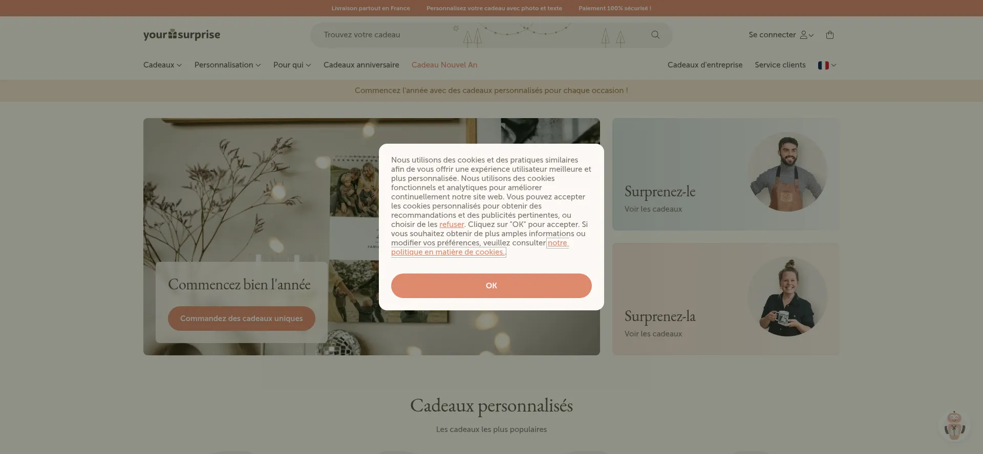 Website screenshot of Yoursurprise.fr
