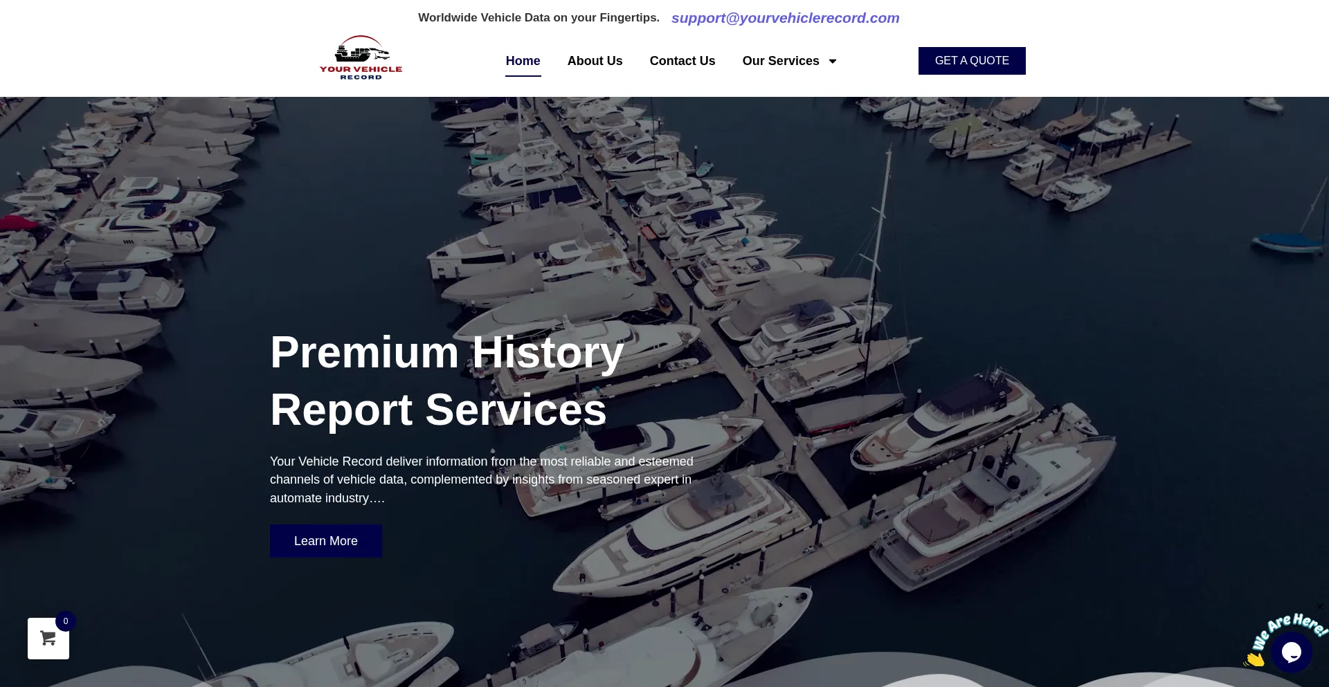 Website screenshot of Yourvehiclerecord.com