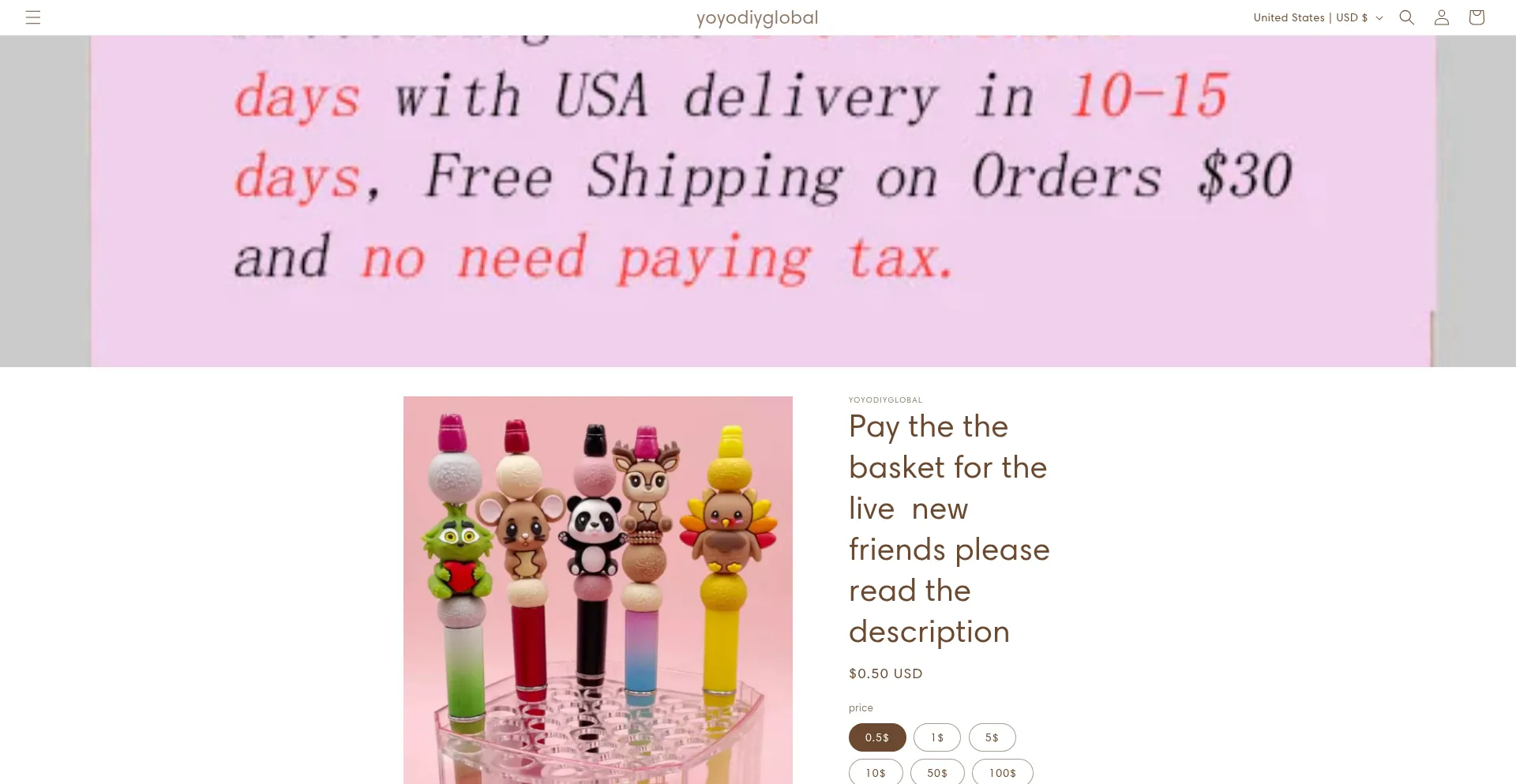 Website screenshot of Yoyodiyglobal.com