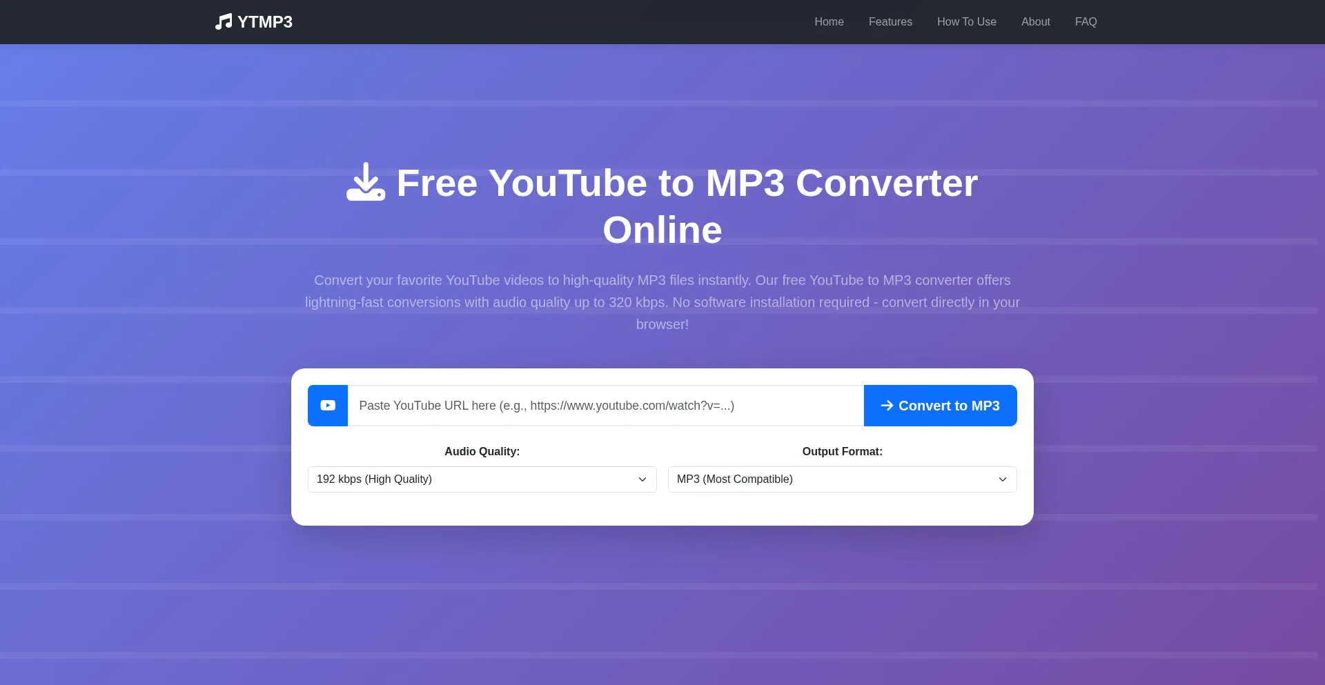 Website screenshot of Ytmp3fast.com