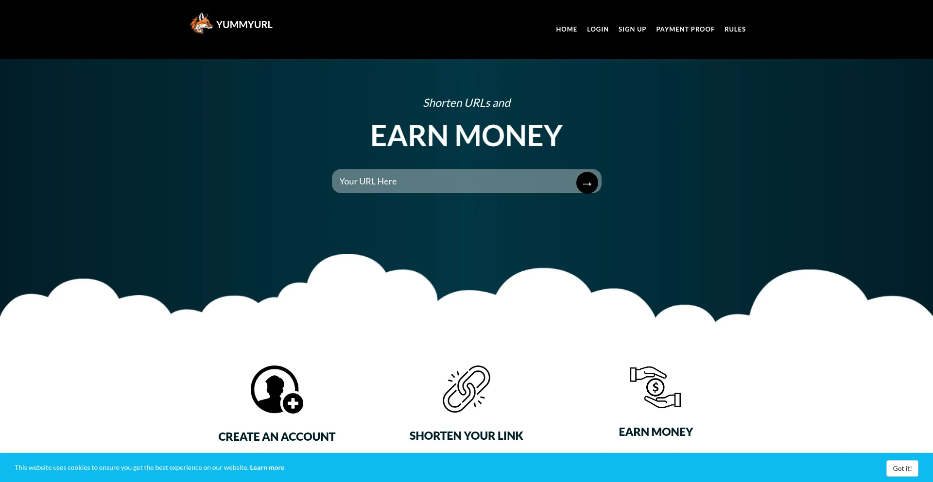 Website screenshot of Yummyurl.com