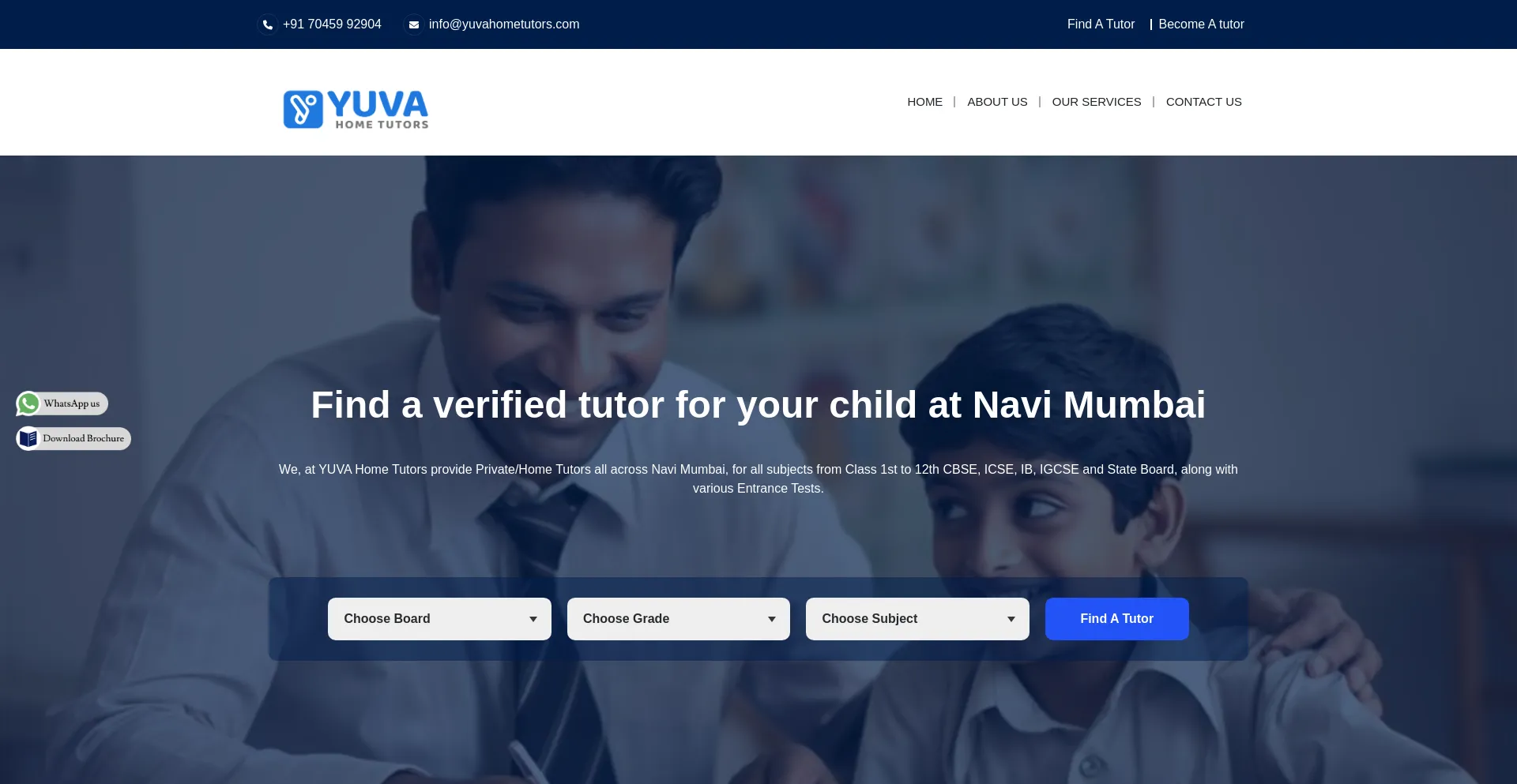 Website screenshot of Yuvahometutors.com