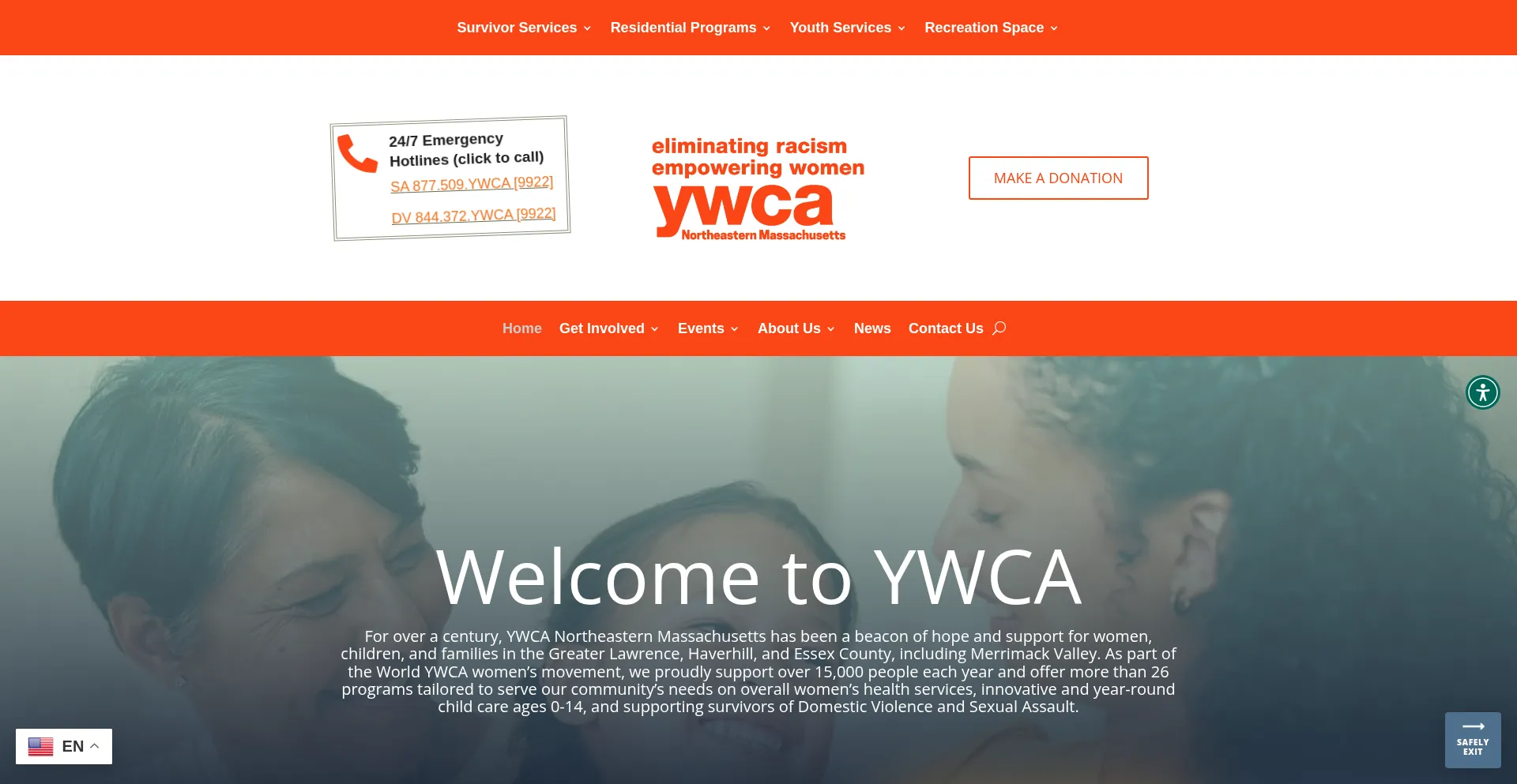 Website screenshot of Ywcanema.org